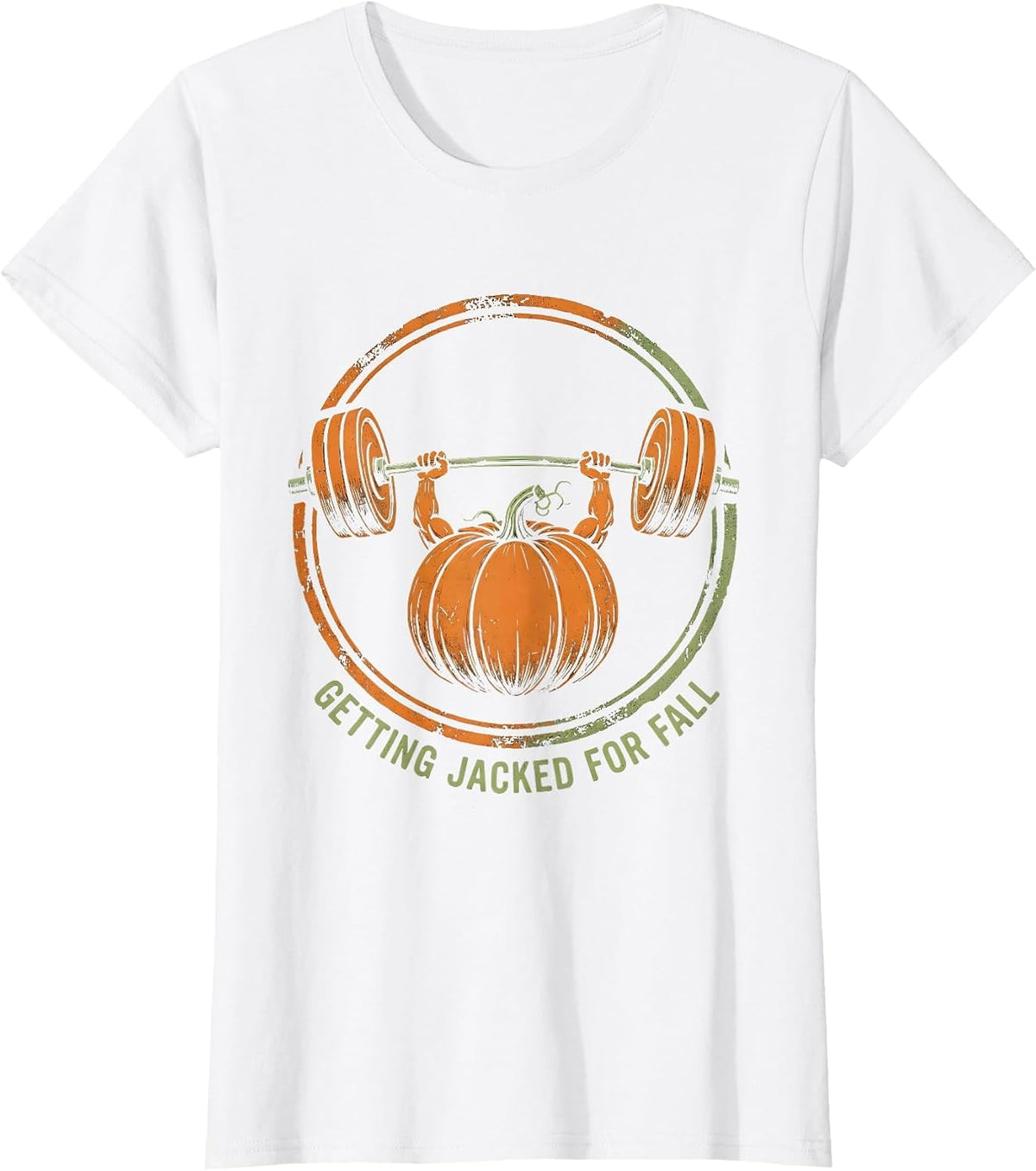 Women's Getting Jacked for Fall Pumpkin Lifting Weights T-Shirt - White