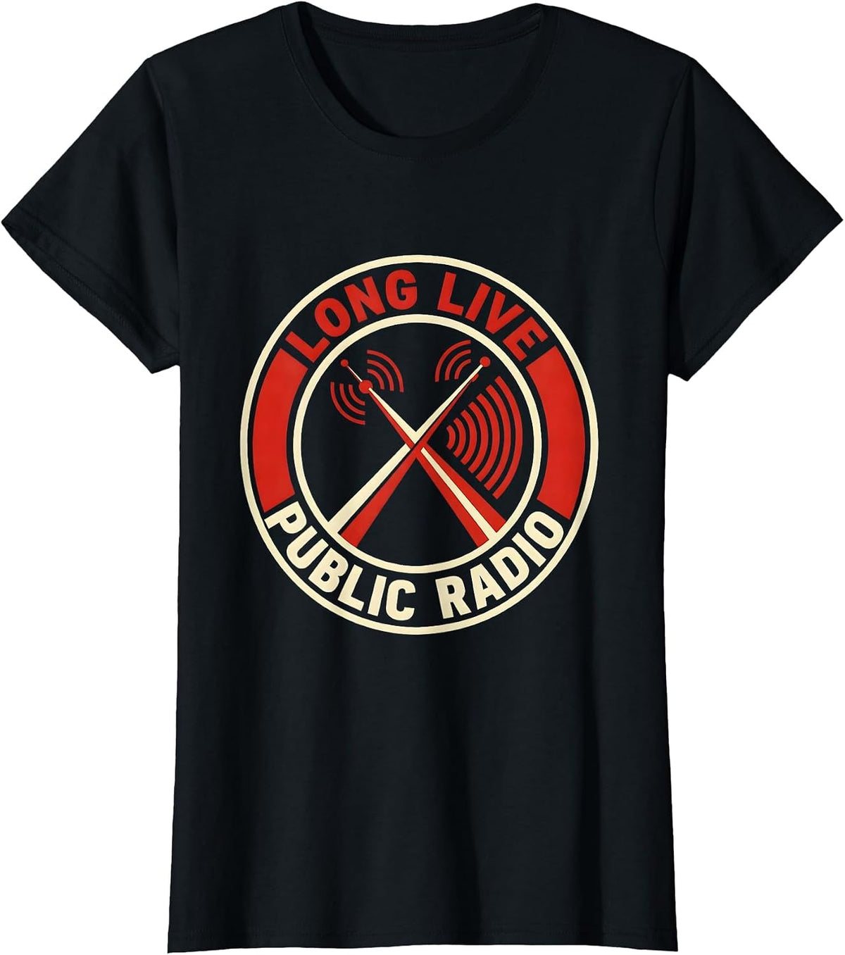 Long Live Public Radio Constructivist Civic Supporter Art T-Shirt - Black