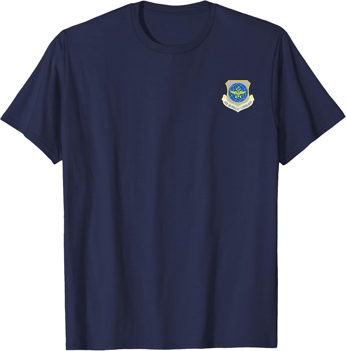 Air Mobility Command Veteran Soldier Vintage Small Logo T-Shirt - Navy Blue
