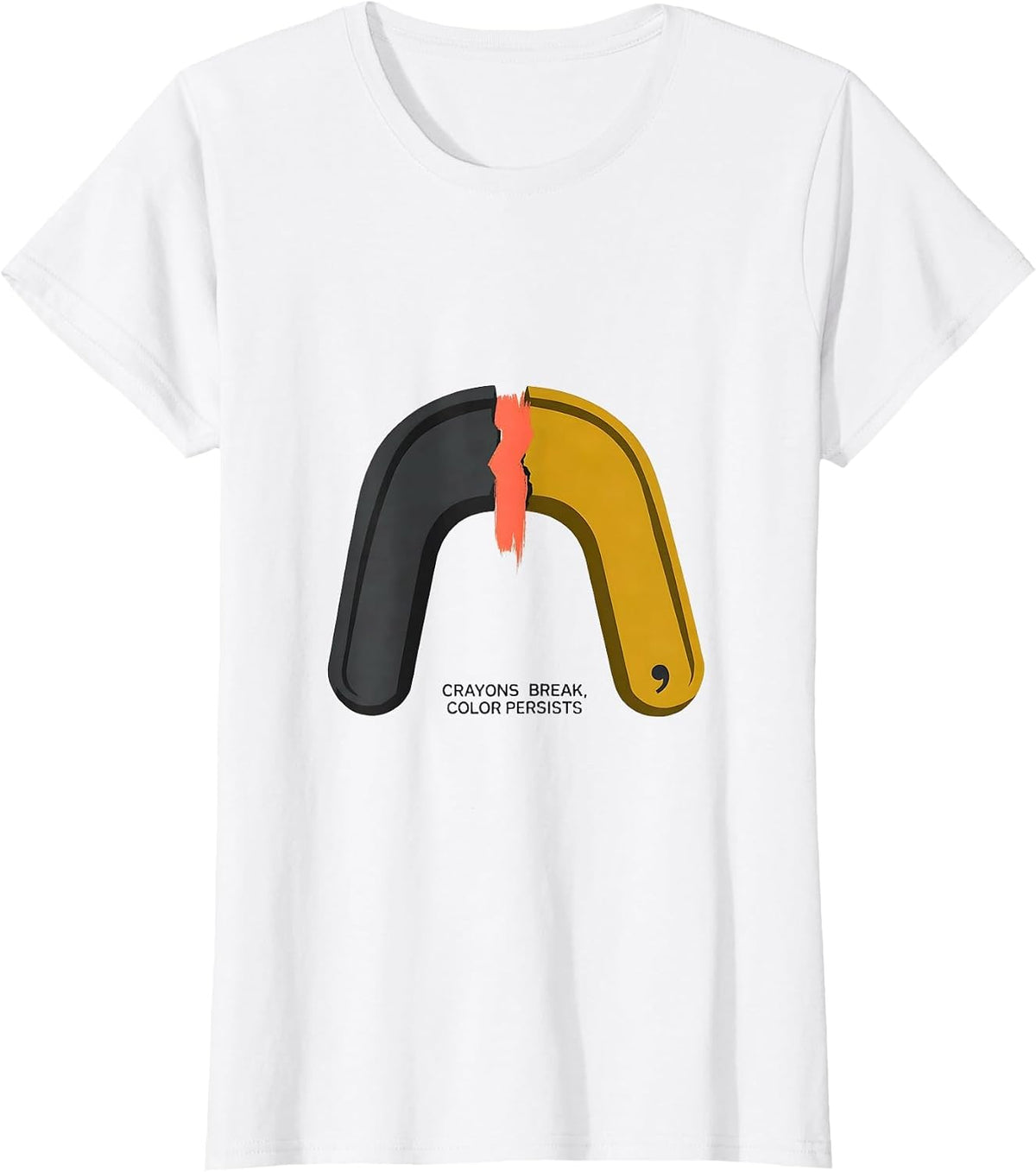 Women's Crayons Break, Color Persists Midcentury Modern Mental T-Shirt - White