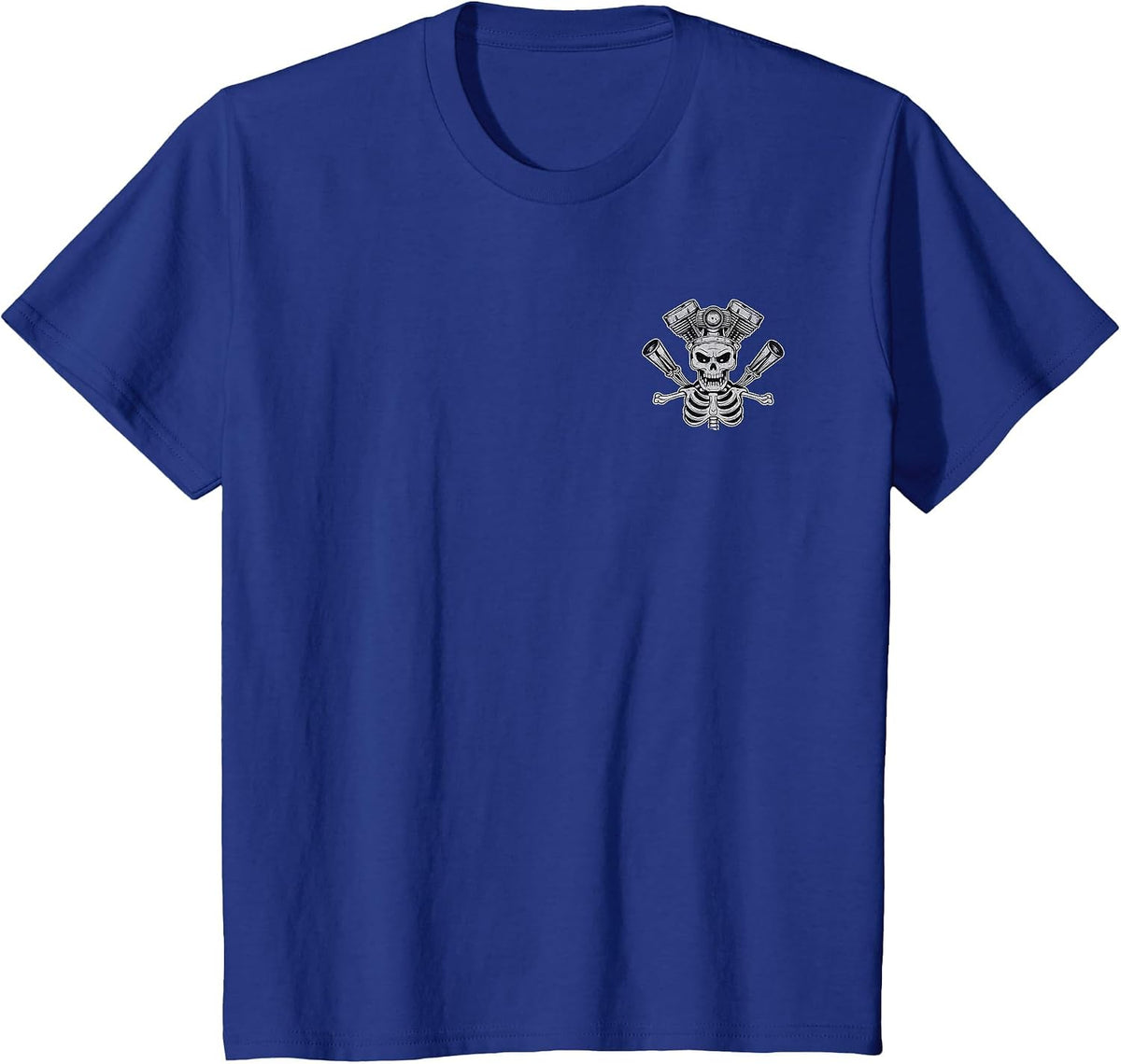 Skeleton Motor Head Speed Shop Hot Rod Mechanic Car Lover T-Shirt - Royal Blue