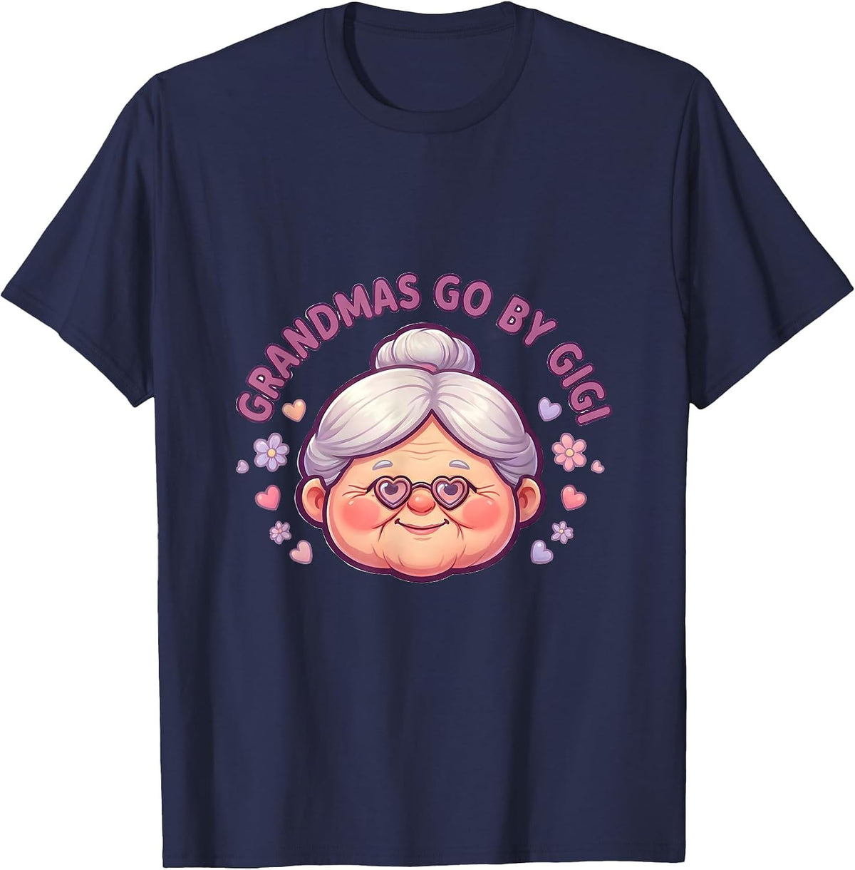 Grandmas Go By Gigi Grandmother Design T-Shirt - Navy Blue