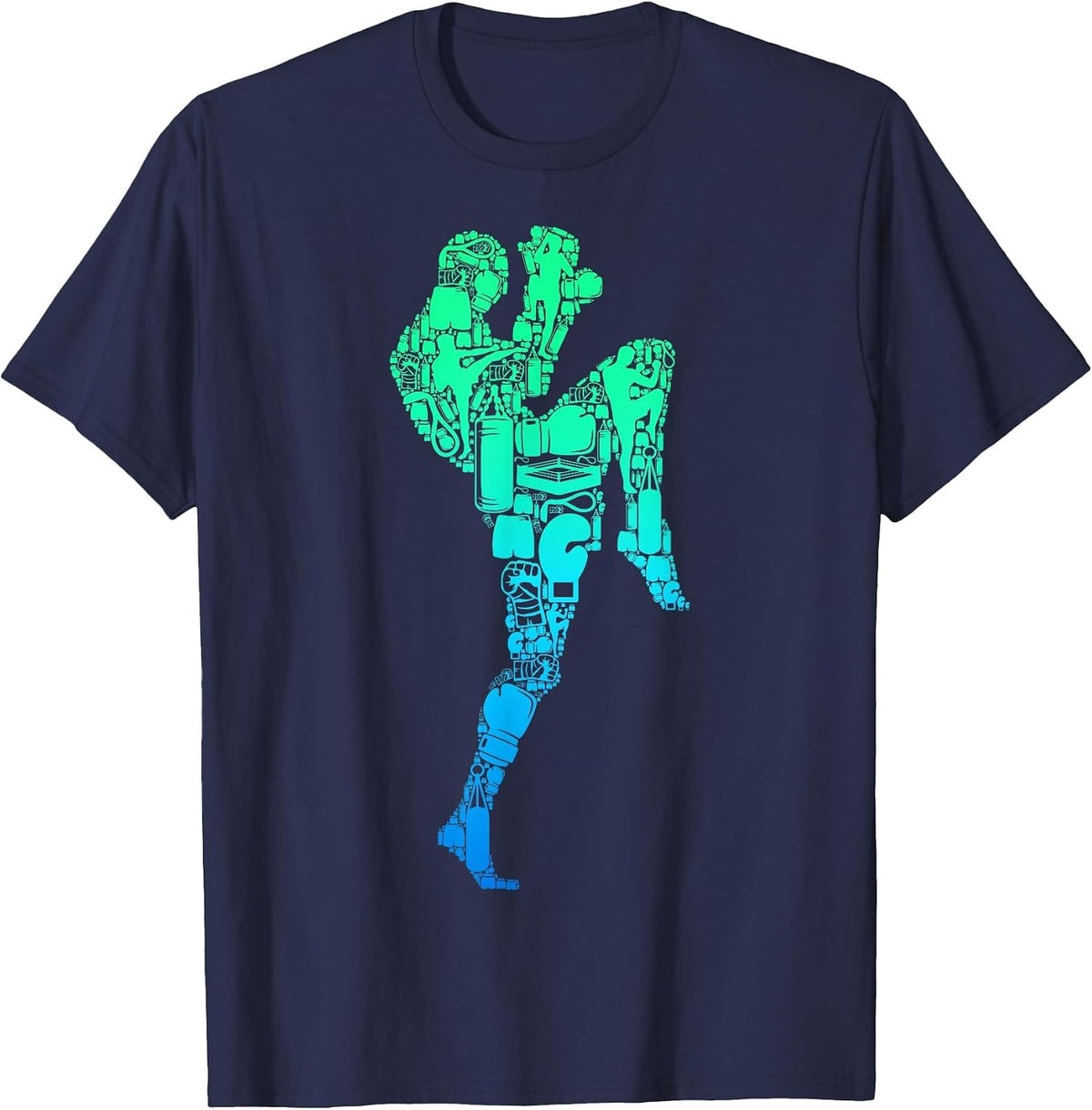 Muay Thai Thai Boxing Taekwondo Boys Children Men T-Shirt - Navy Blue