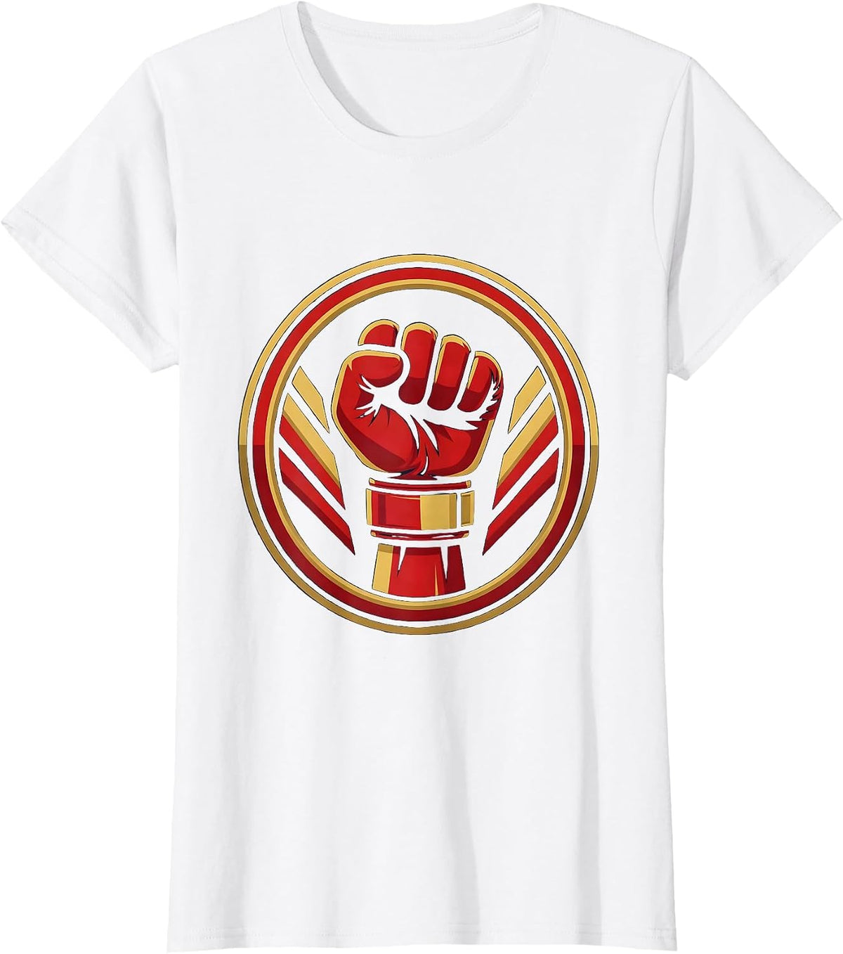 Boxing Glove Victory Raised Fist Cheer Graphic T-Shirt - White