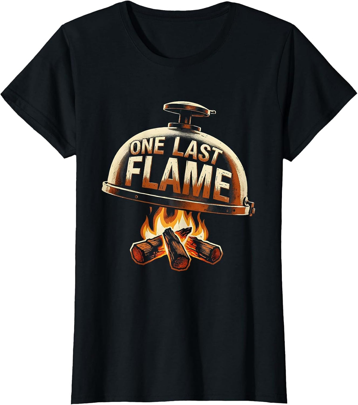 One Last Flame Stencil BBQ Grill Dad Last Cookout Humor T-Shirt - Black