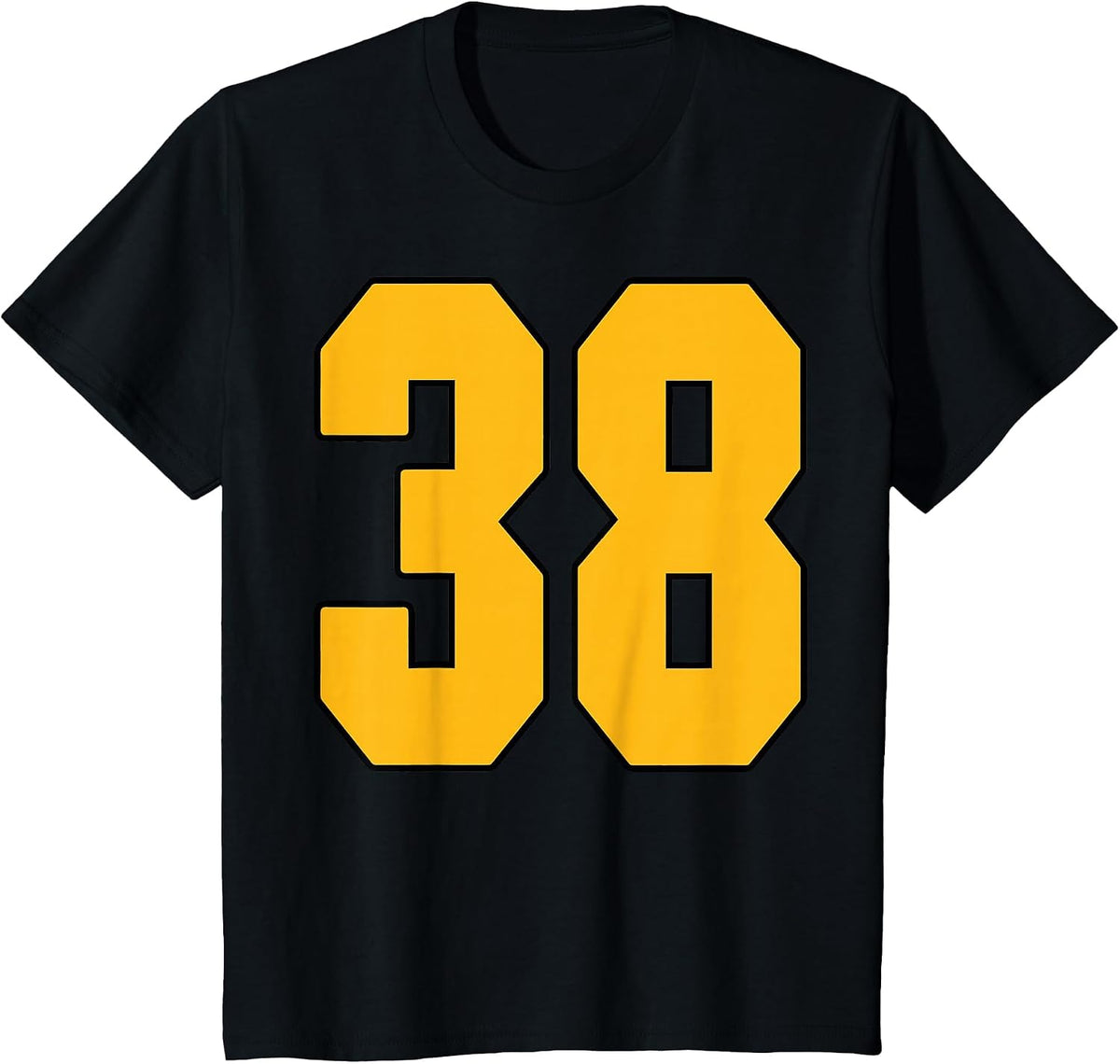 Gold Number 38 Jersey Big #38 Uniform Favorite Player T-Shirt - Black