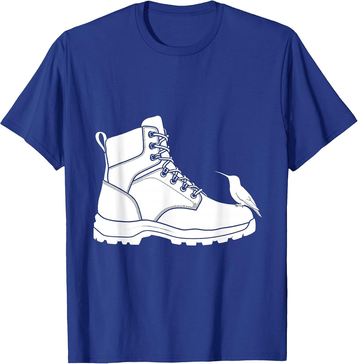 Hummingbird Hiking Boot Nature Camping Design T-Shirt - Royal Blue