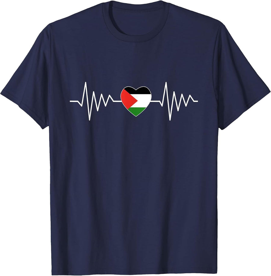 Palestine & Gaza Flag Vintage Palestinian Colours T-Shirt - Navy Blue