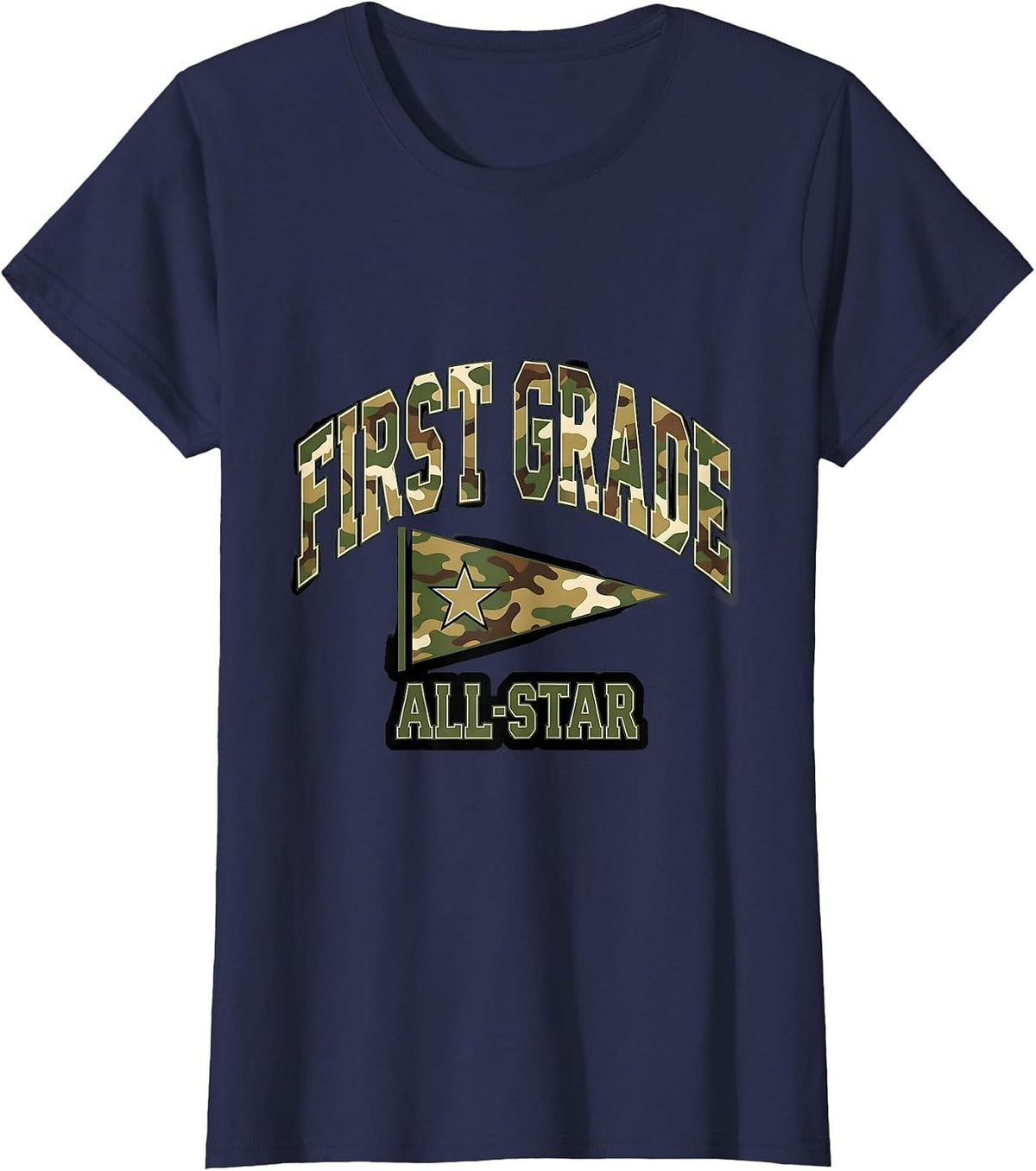 Women's First Grade All-Star Camo Back To School Boys Teachers First T-Shirt - Navy Blue