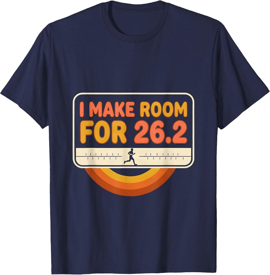 I Make Room For 26.2 Funny Runner Marathon Gift Dad Coach T-Shirt - Navy Blue