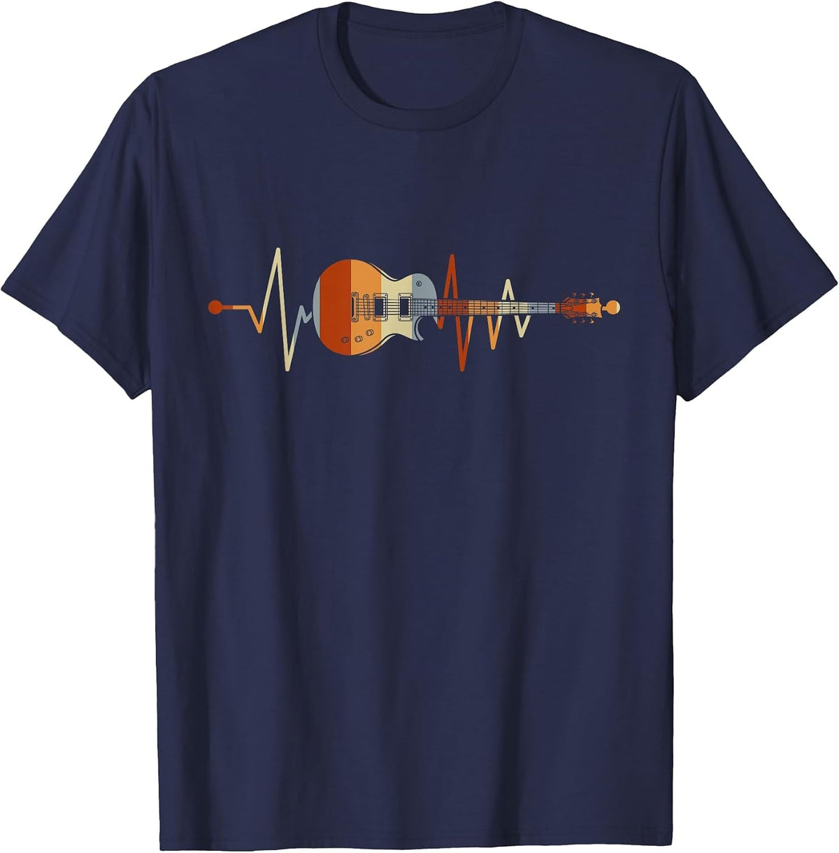 Heartbeat Guitar T-Shirt - Navy Blue