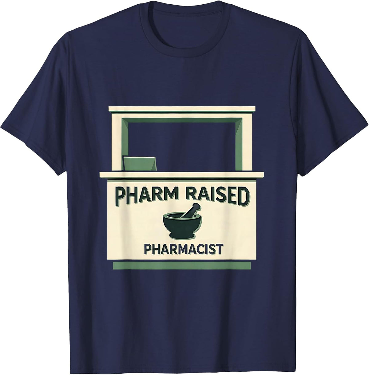 Men's Pharm Raised Pharmacist Funny Pharmacy Tech Crew Halloween T-Shirt - Navy Blue