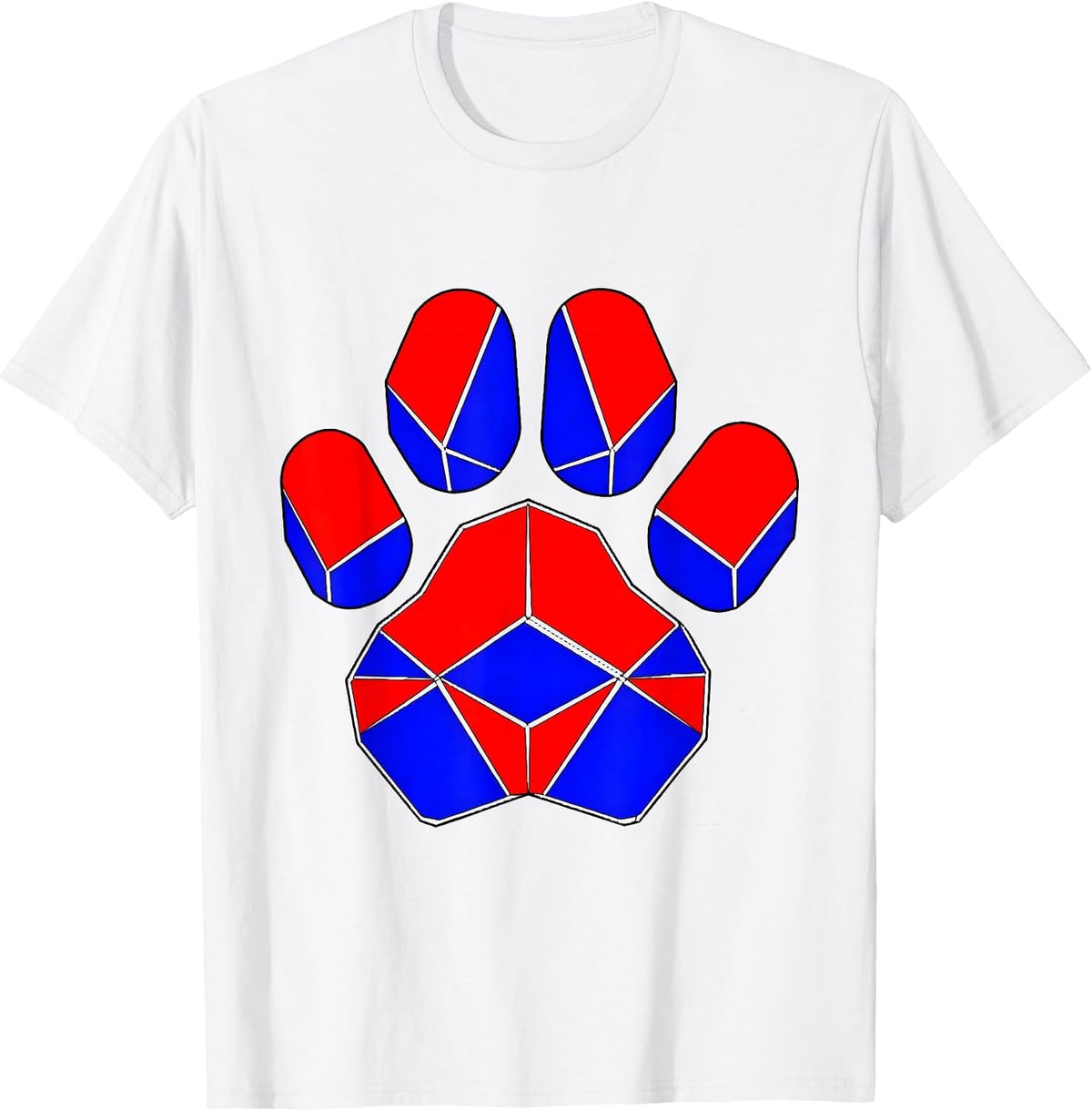 Men's Patriotic Bear Paw Print Red White Blue T-Shirt - White