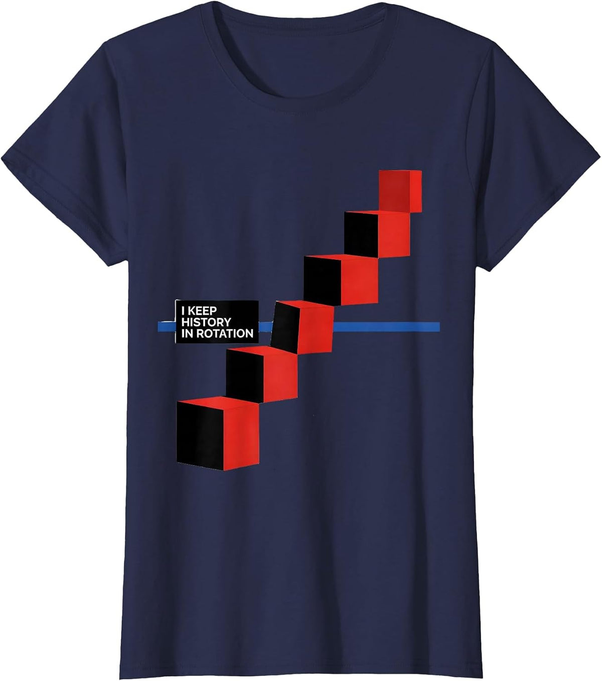 Women's I Keep History In Rotation Bauhaus Modernist History Teacher T-Shirt - Navy Blue