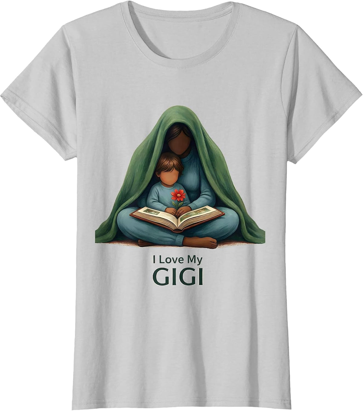 I Love My Gigi Storybook Grandma And Grandkids Grandparents T-Shirt - Silver Grey