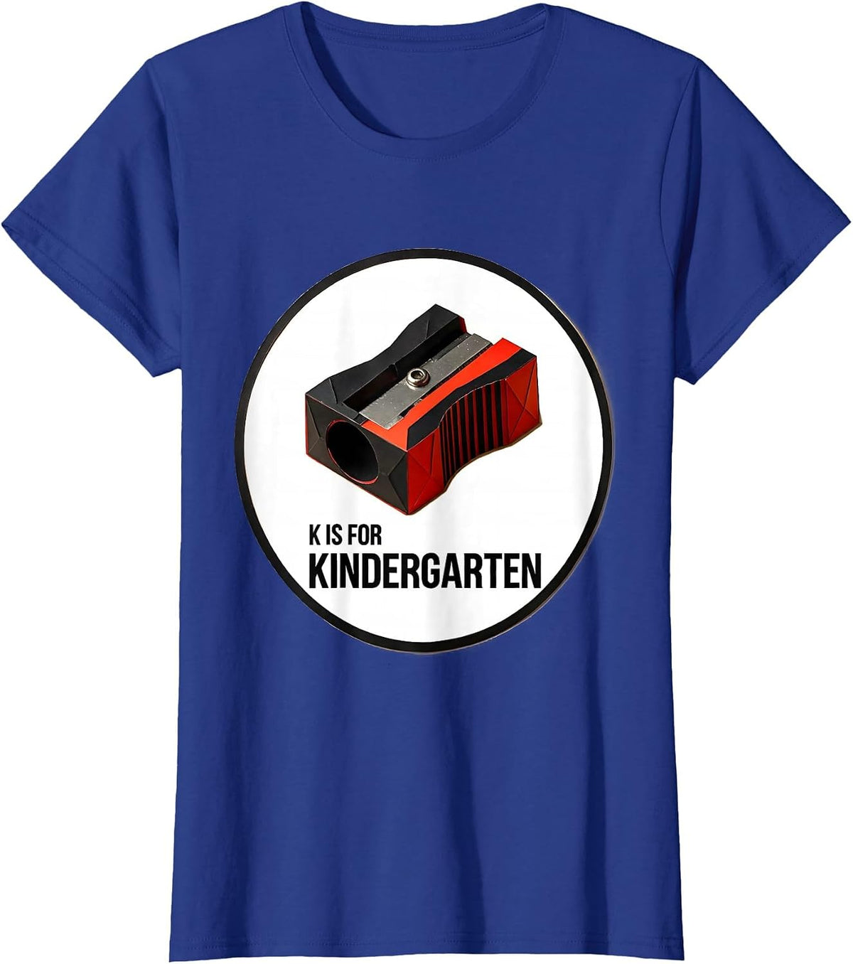 Women's K Is For Kindergarten Swiss International Teacher Back T-Shirt - Royal Blue