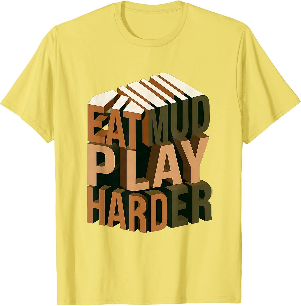 Men's Eat Mud Play Harder Rugby Graphic Design T-Shirt - Lemon Yellow