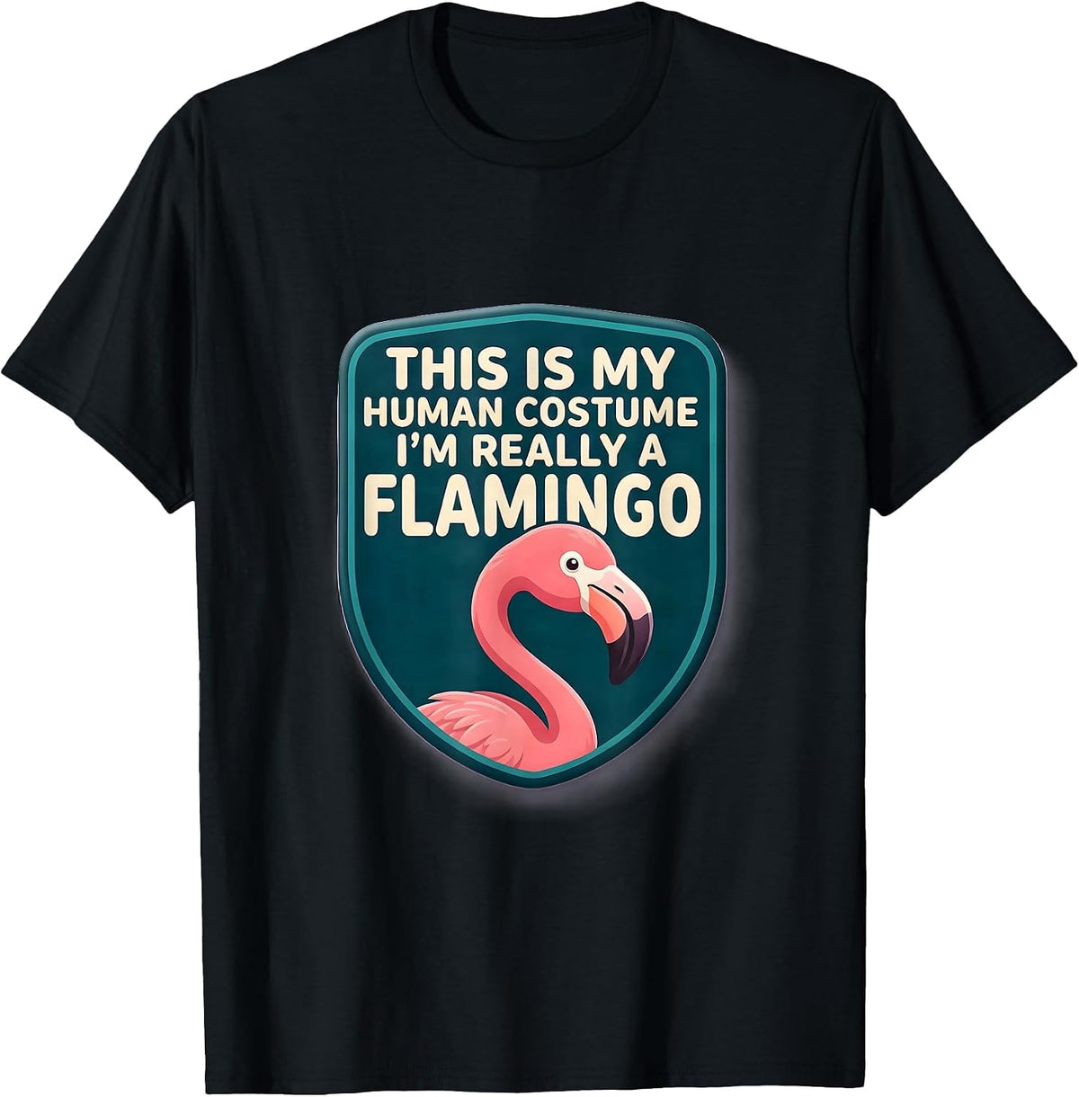 Men's This Is My Human Costume I'm Really A Flamingo Cute Kawaii T-Shirt - Black