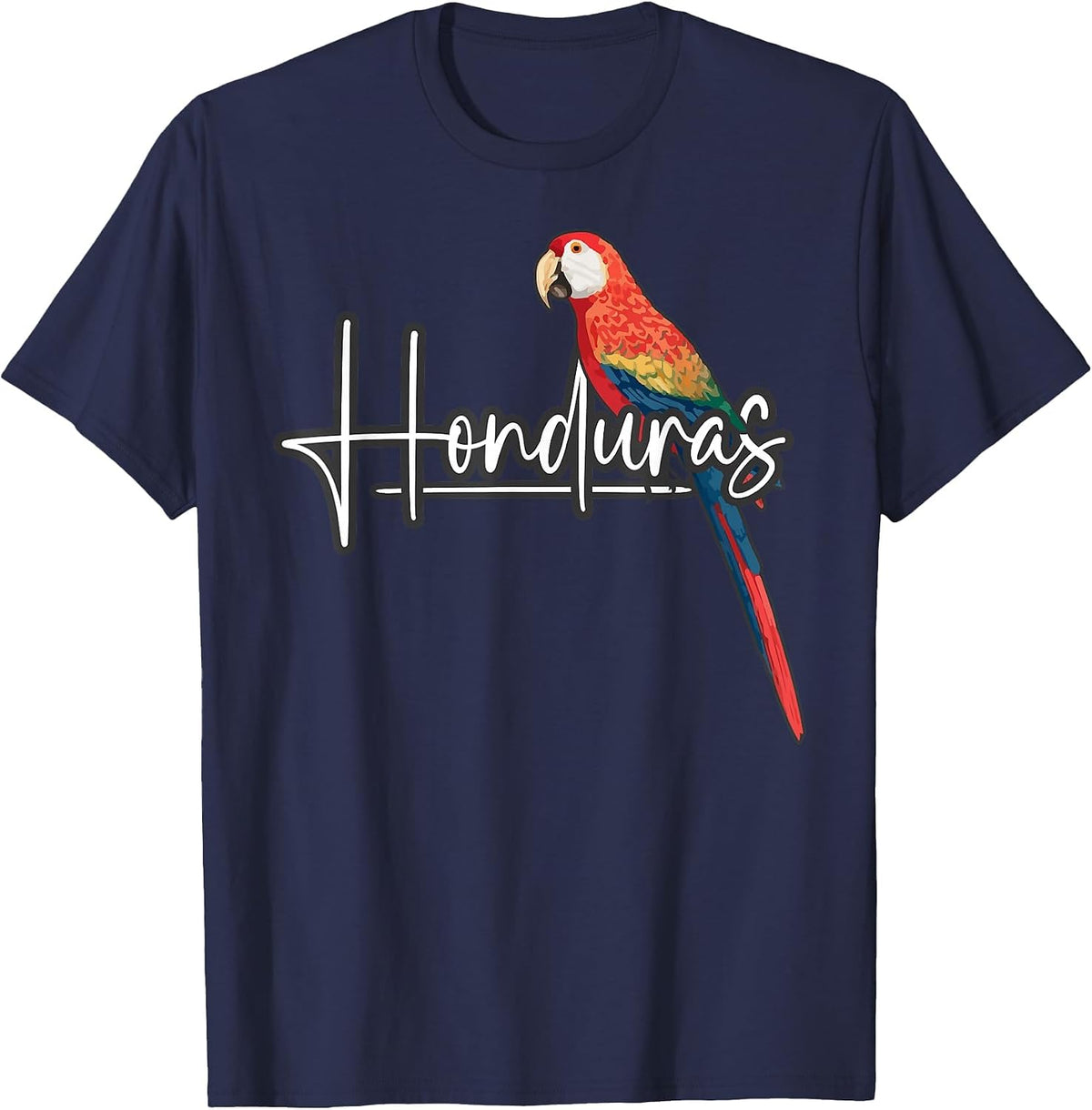 Honduran Scarlet Macaw Men Women Honduras T-Shirt - Navy Blue