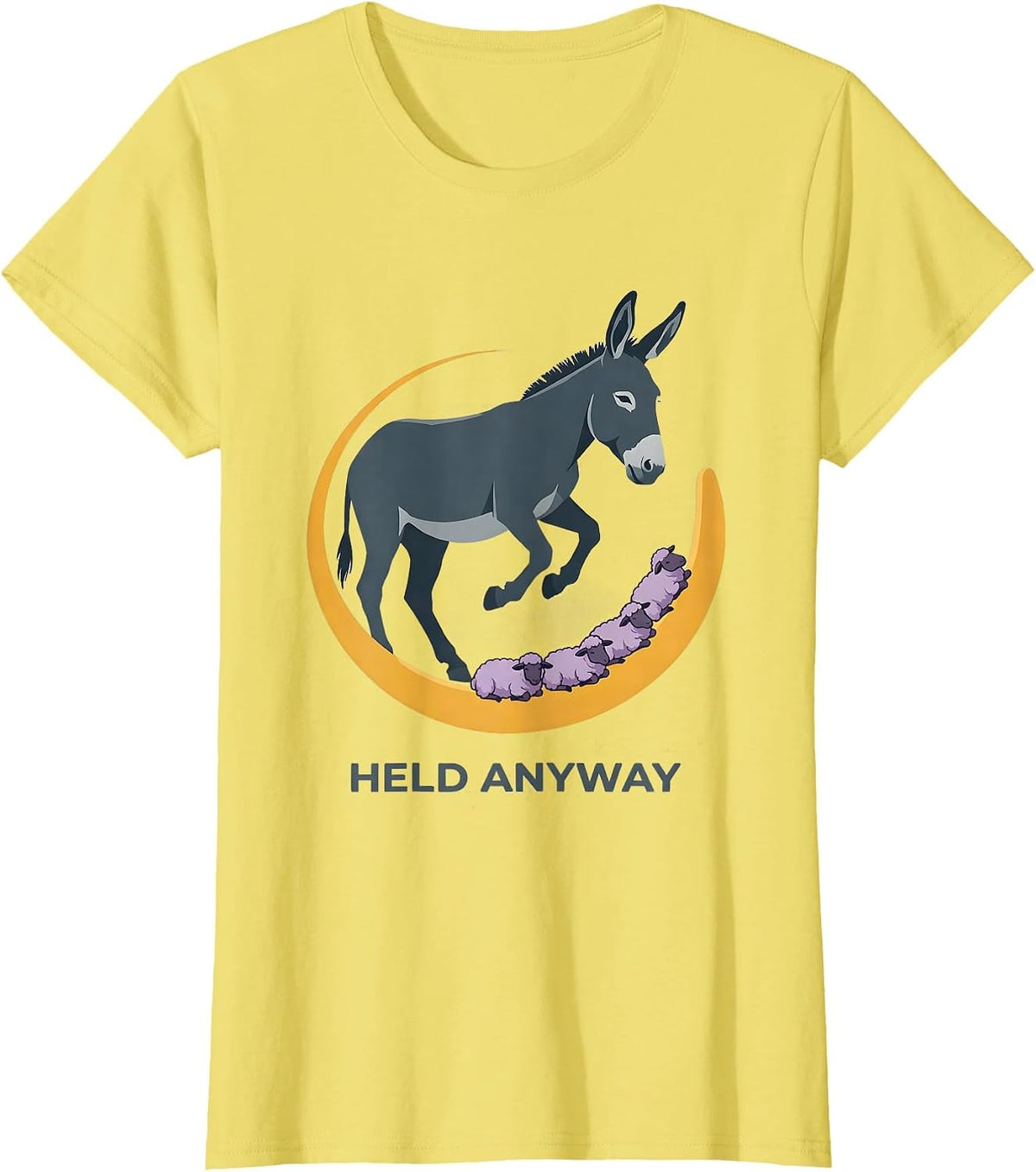Held Anyway Flat Vector Christian Faith Psalm 23 Lost Sheep T-Shirt - Lemon Yellow