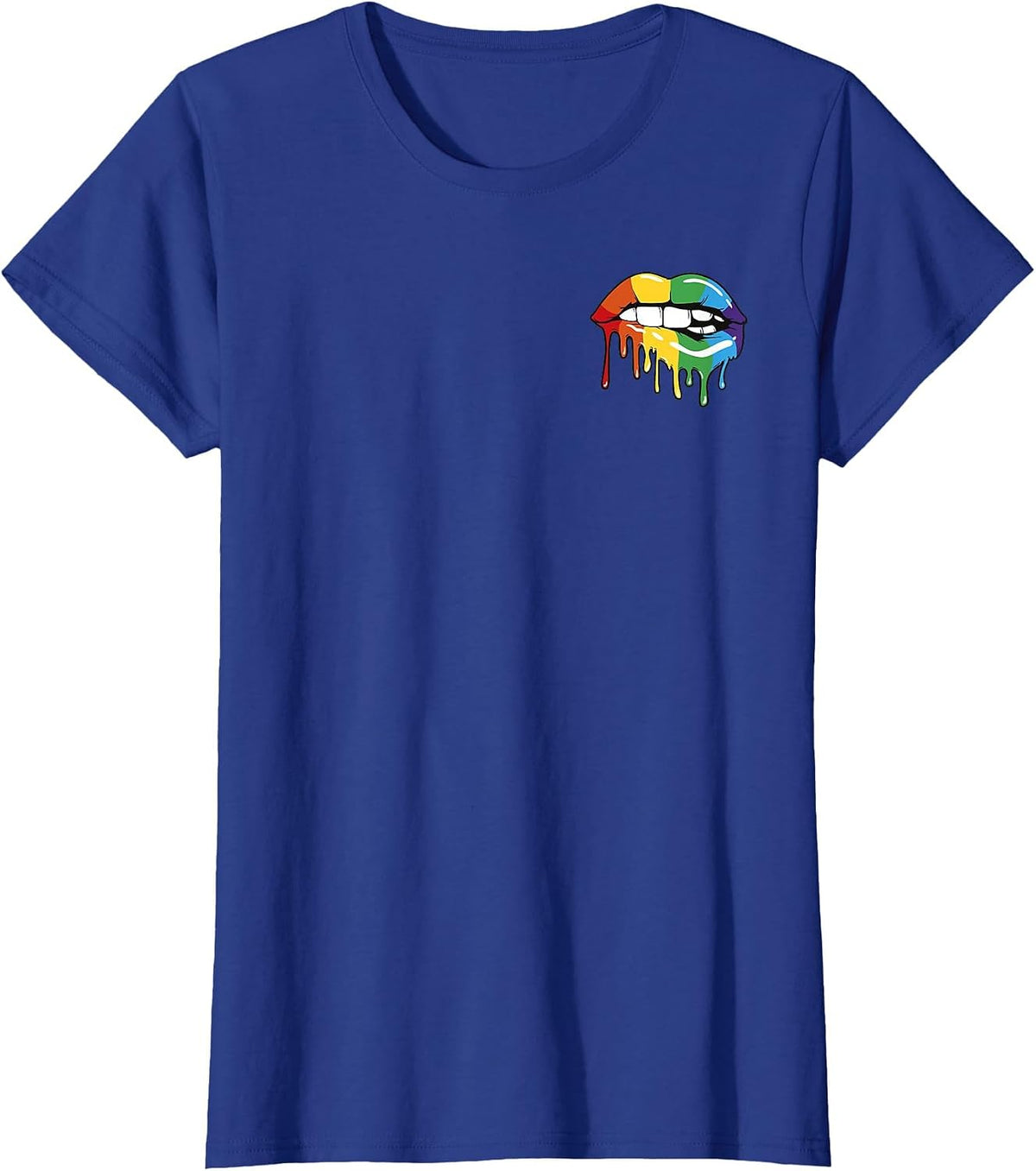 Rainbow Lips Colorful Gay Pride LGBT Flag T-Shirt - Royal Blue