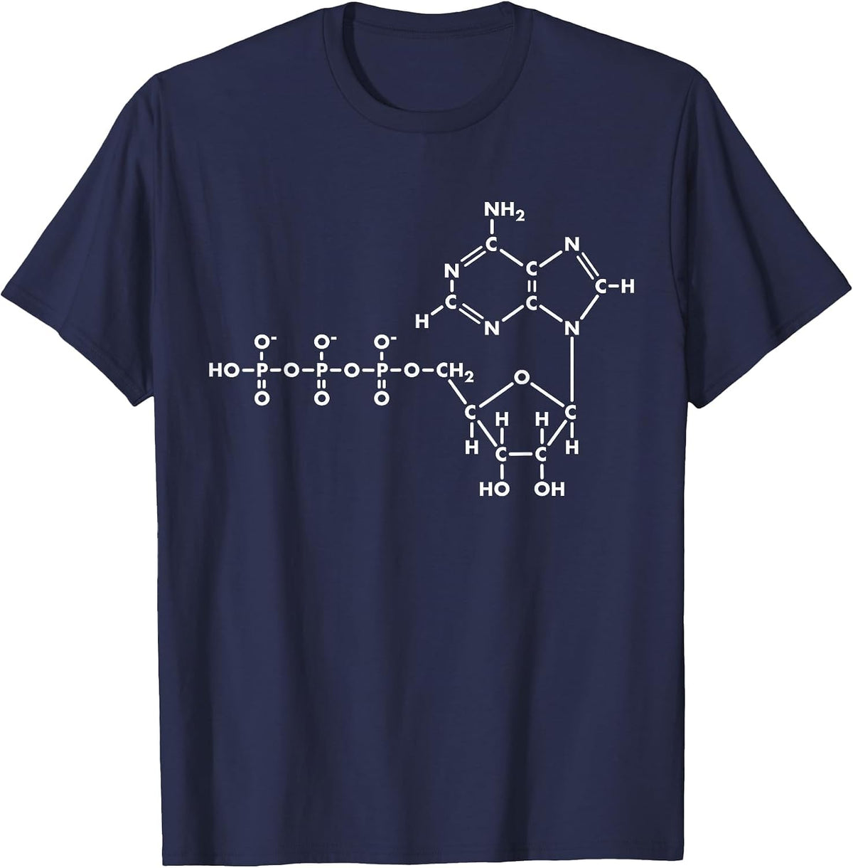 Adenosine Triphosphate ATP Organic Chemistry T-Shirt - Navy Blue