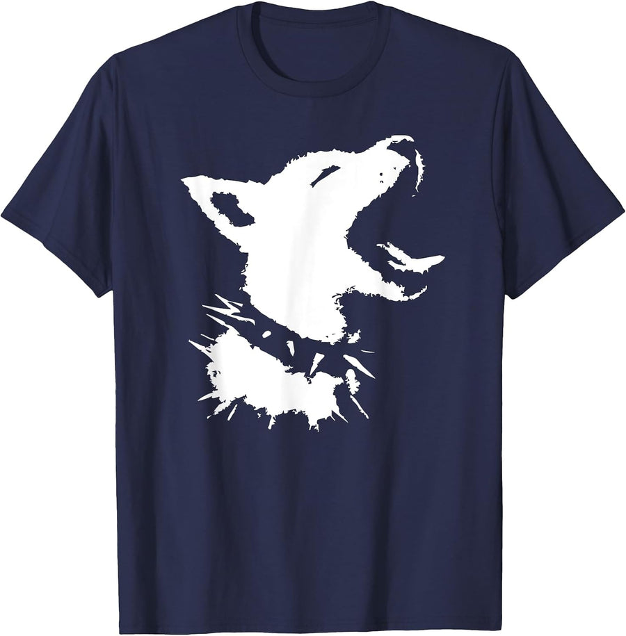 Dog Skull Punk Y2k Cute Creepy Puppy Goth Black Alt Gothic T-Shirt - Navy Blue