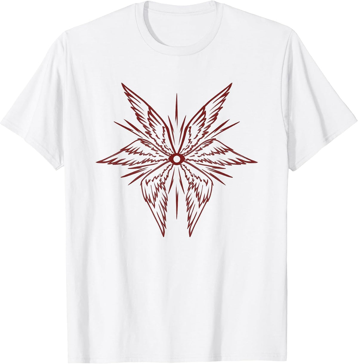 Emo Goth Alt Biblically Accurate Archangel Wings with Eye T-Shirt - White