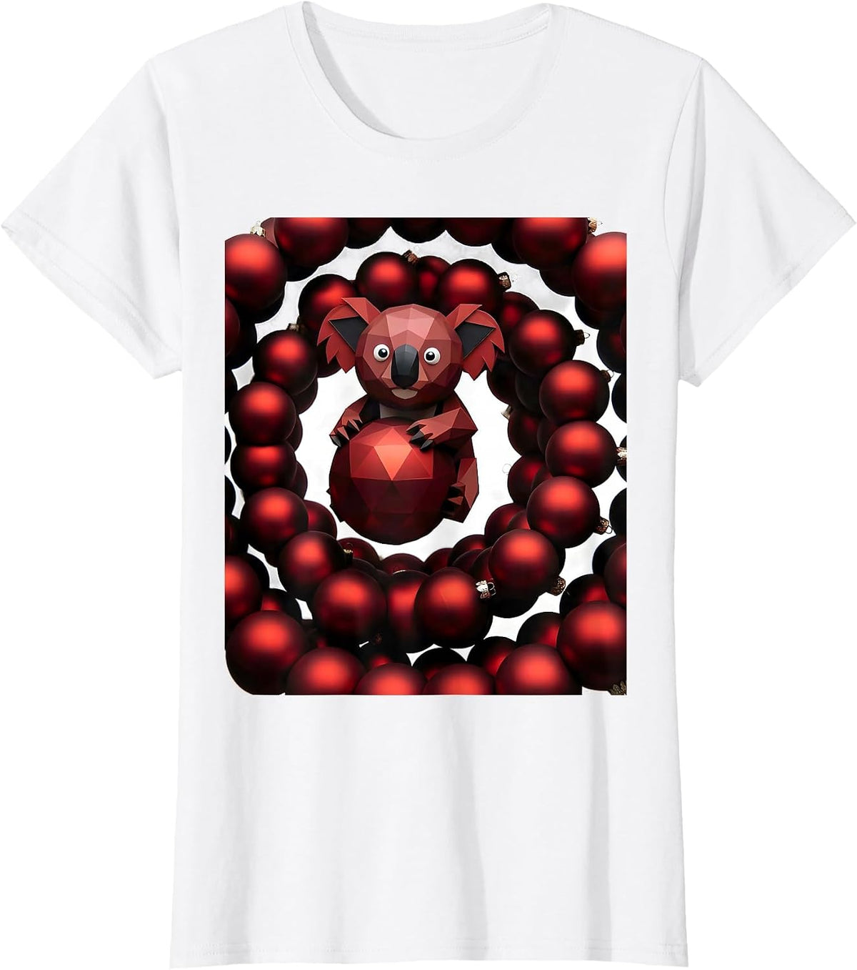 Women's Geometric Koala Cute Holiday Novelty Gift T-Shirt - White