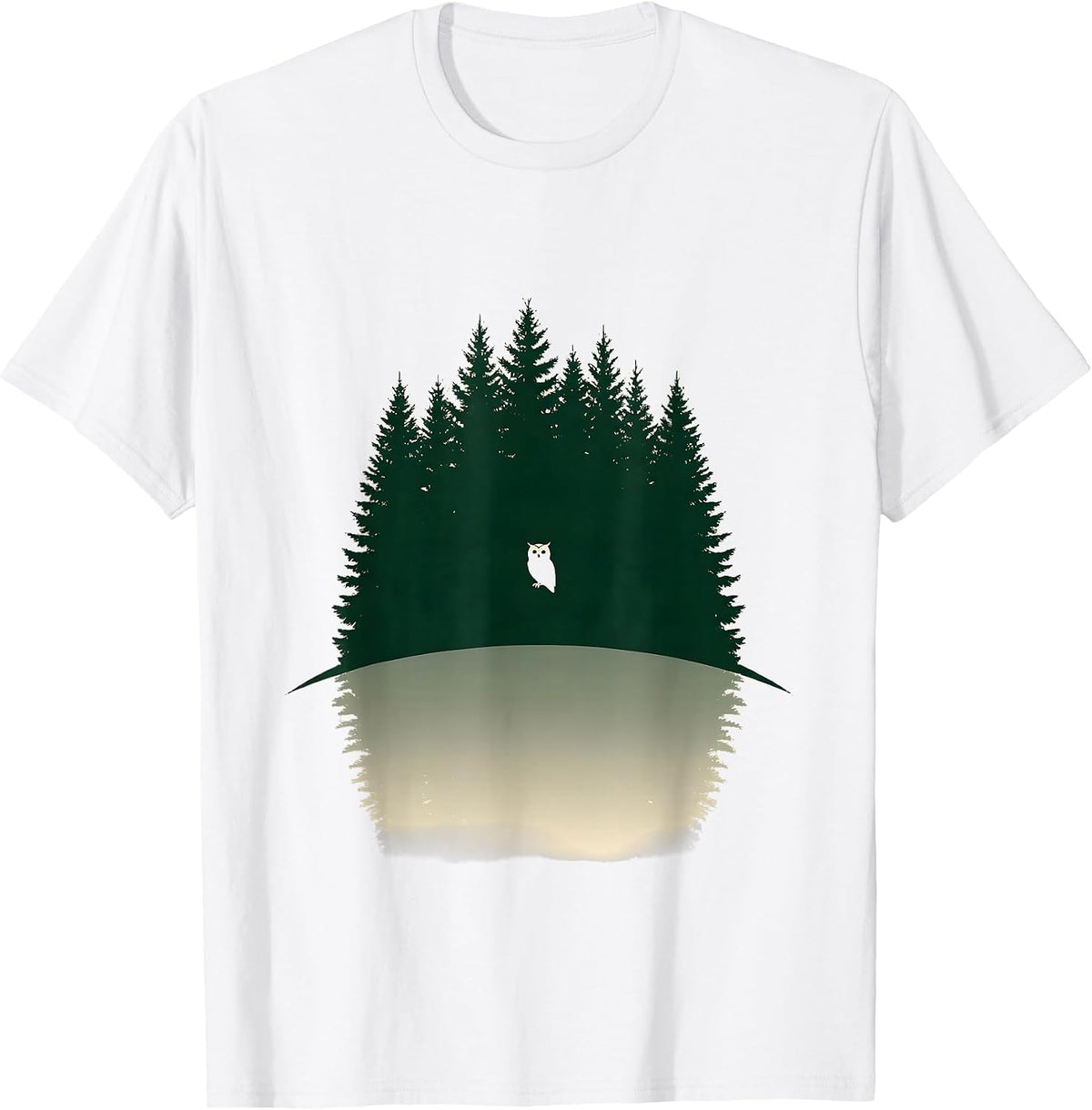 Men's Broad Conifer Silhouette Owl Nature Lover Wildlife T-Shirt - White