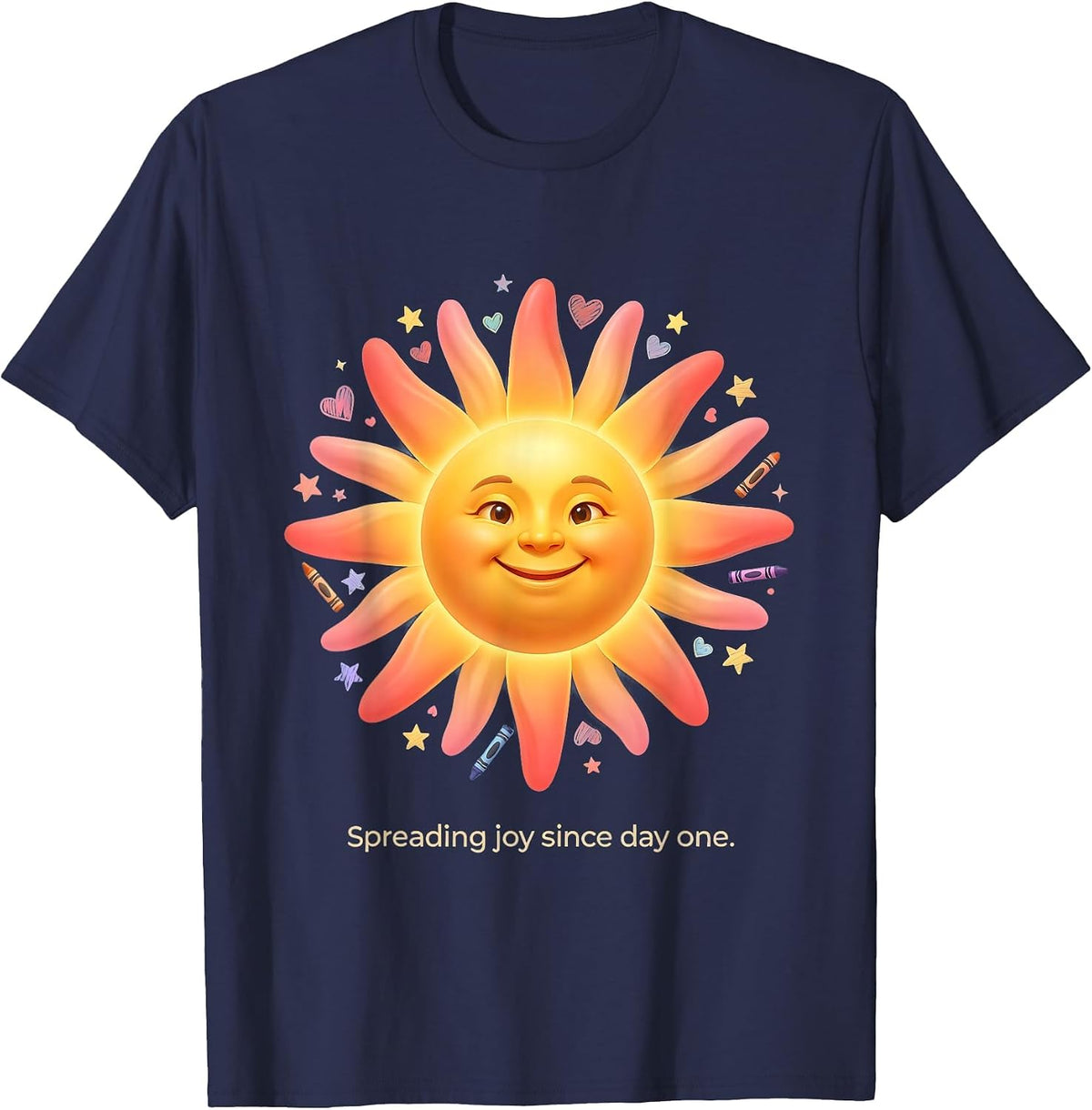 Spreading Joy Since Day One Preschool Teacher T-Shirt - Navy Blue