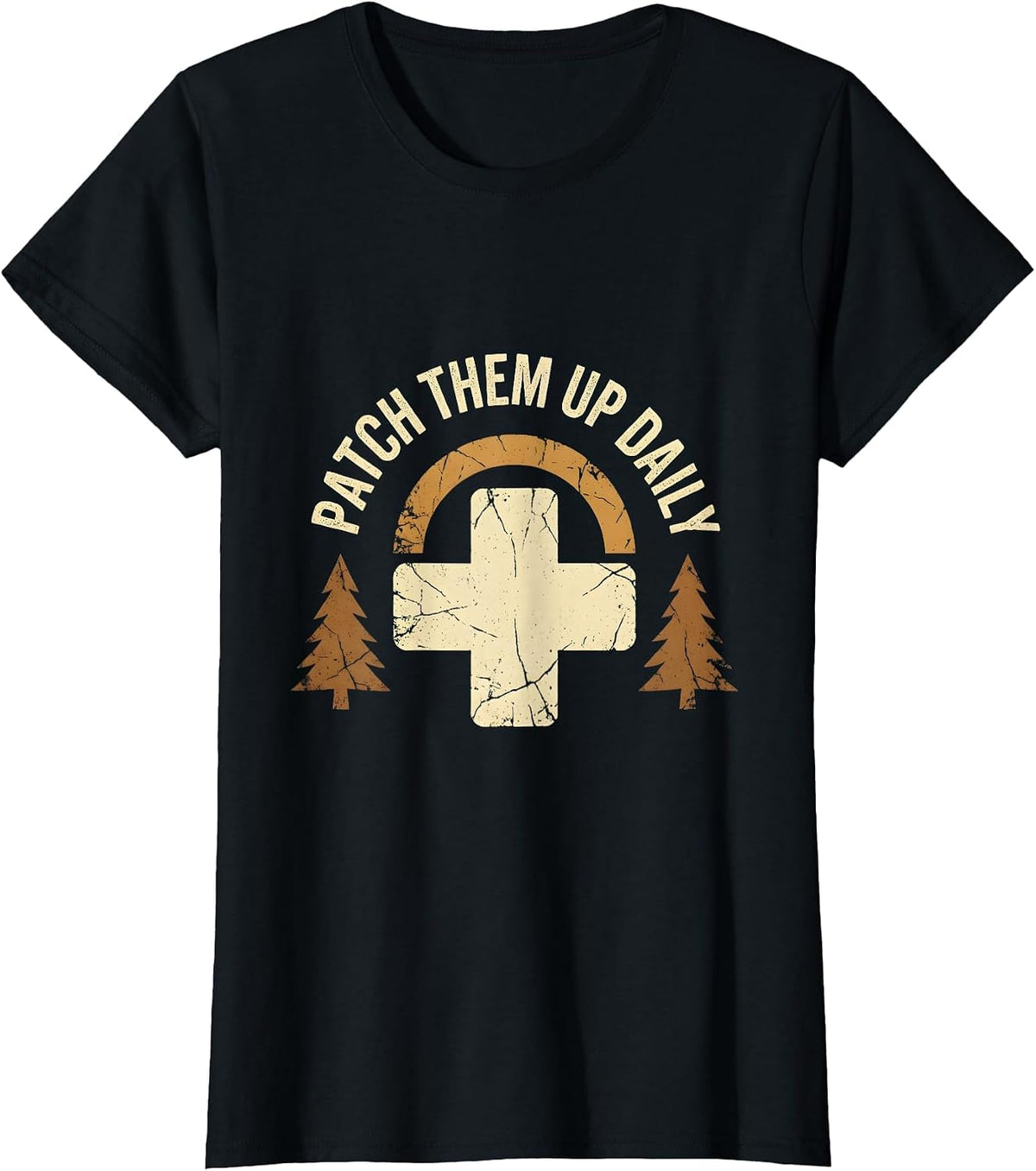 Patch Them Up Daily School Nurse Design T-Shirt - Black