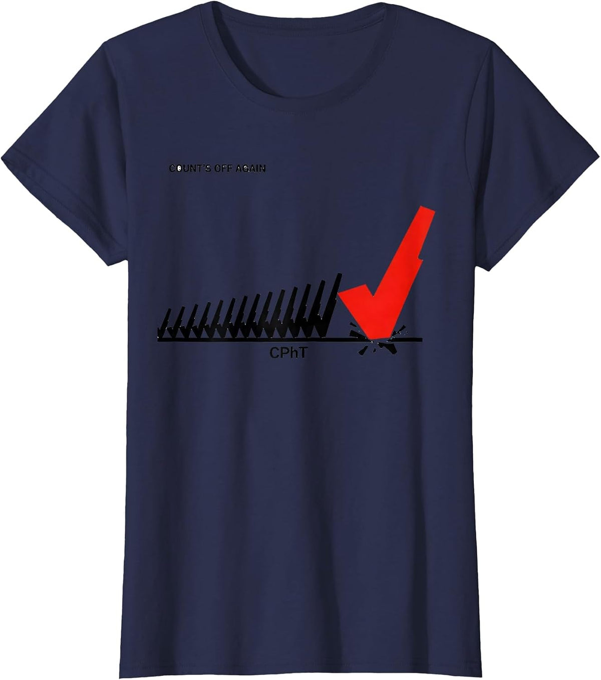 Women's Count's Off Again CPhT Funny Pharmacy Tech Grad Gift T-Shirt - Navy Blue