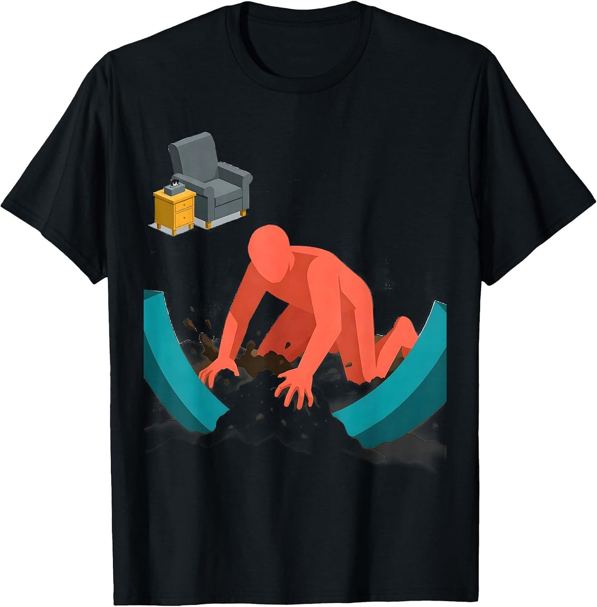 Men's Digging Through Therapy Dark Humor Therapist Gift T-Shirt - Black