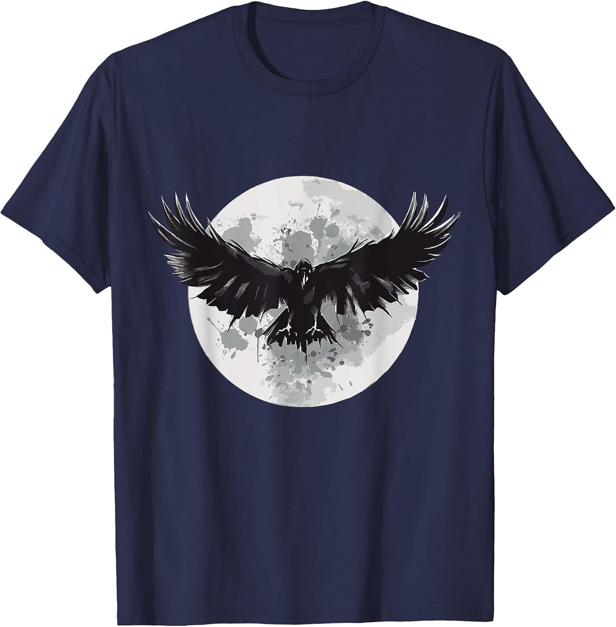 Raven Animal Print Animal Lovers Crow Design Animals Moon T-Shirt - Navy Blue