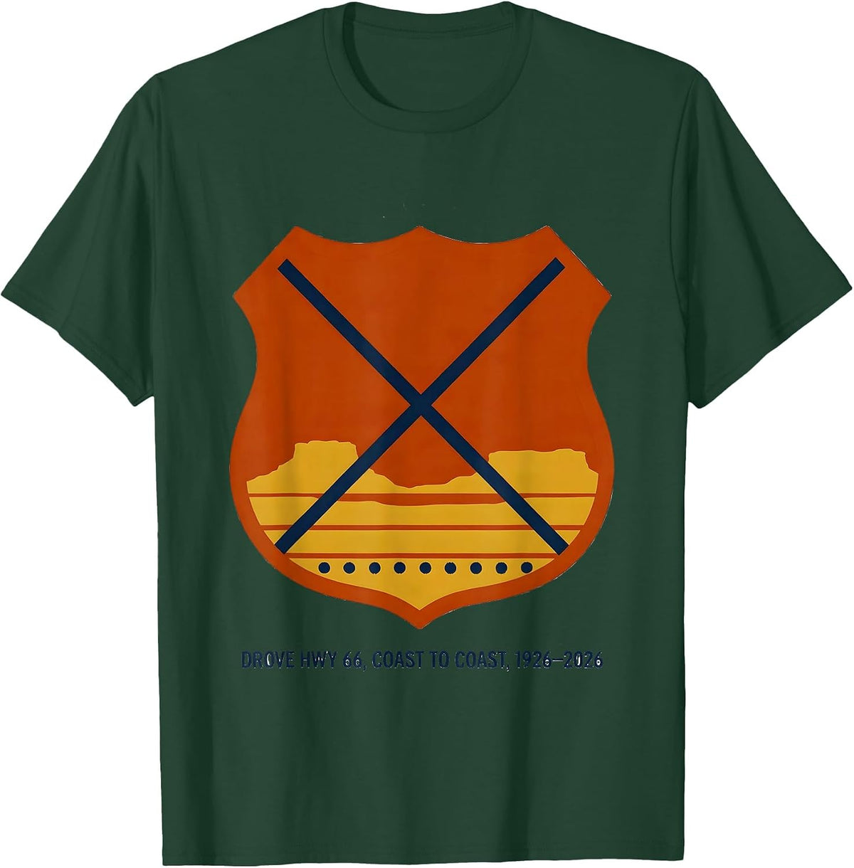 Men's Drove Hwy 66, Coast To Coast, 1926-2026 Vintage T-Shirt - Dark Green
