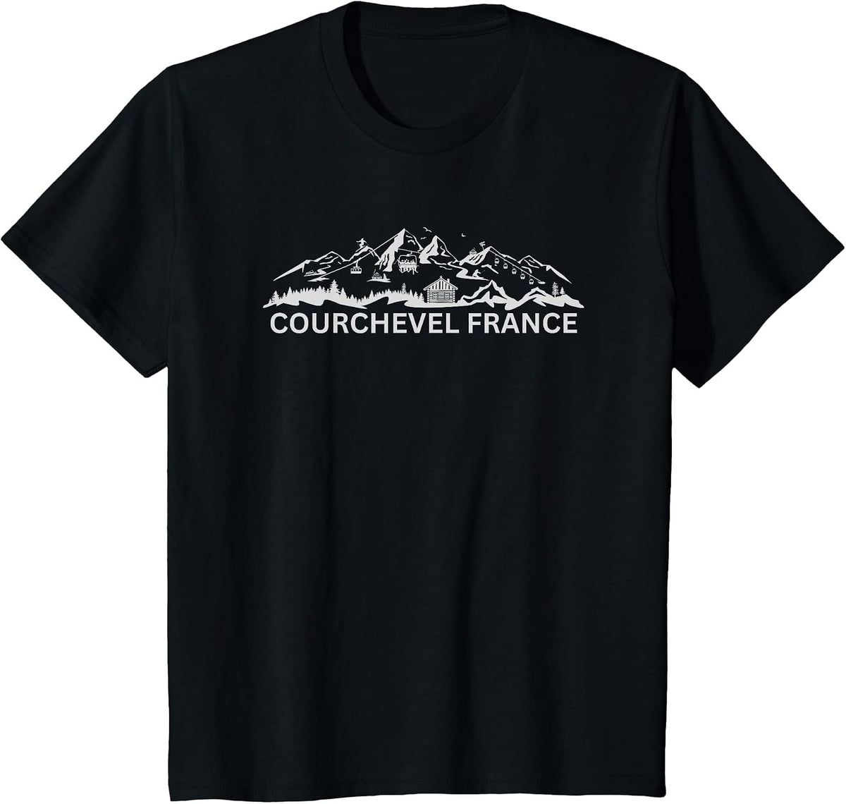 Courchevel France Ski Resort Mountain Silhouette T-Shirt - Black