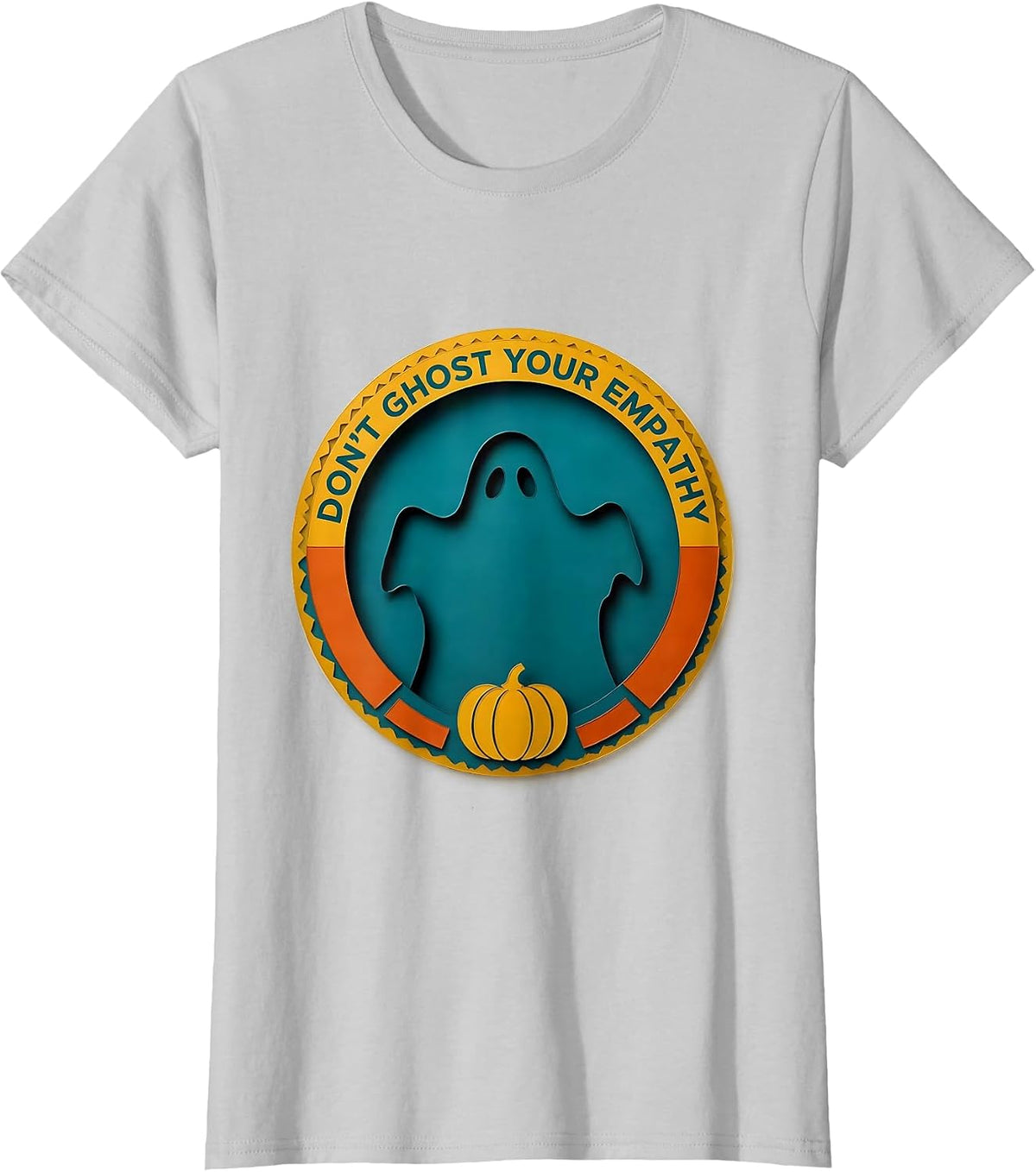Women's Don't Ghost Your Empathy Paper Cutout Halloween Mental T-Shirt - Silver Grey