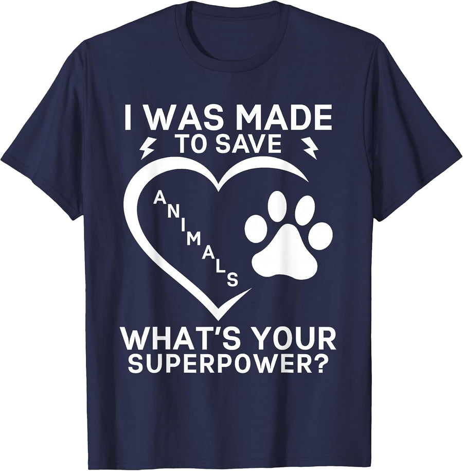 I Save Animals What's Your Superpower Veterinarian T-Shirt - Navy Blue