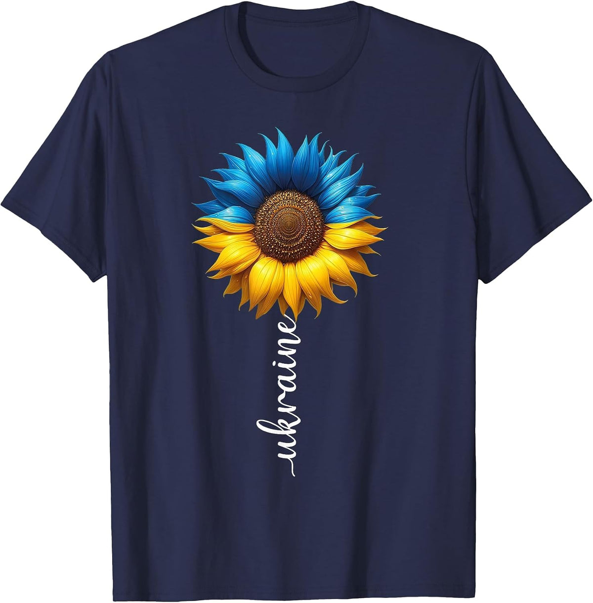 Ukraine Flag Sunflower Vintage Ukrainian Support Ukraine T-Shirt - Navy Blue