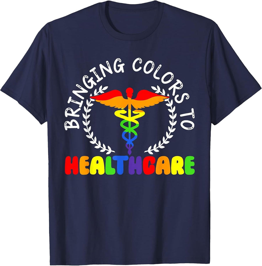 Nurse Gay Rainbow Pride March Medicine Ally Nursing T-Shirt - Navy Blue