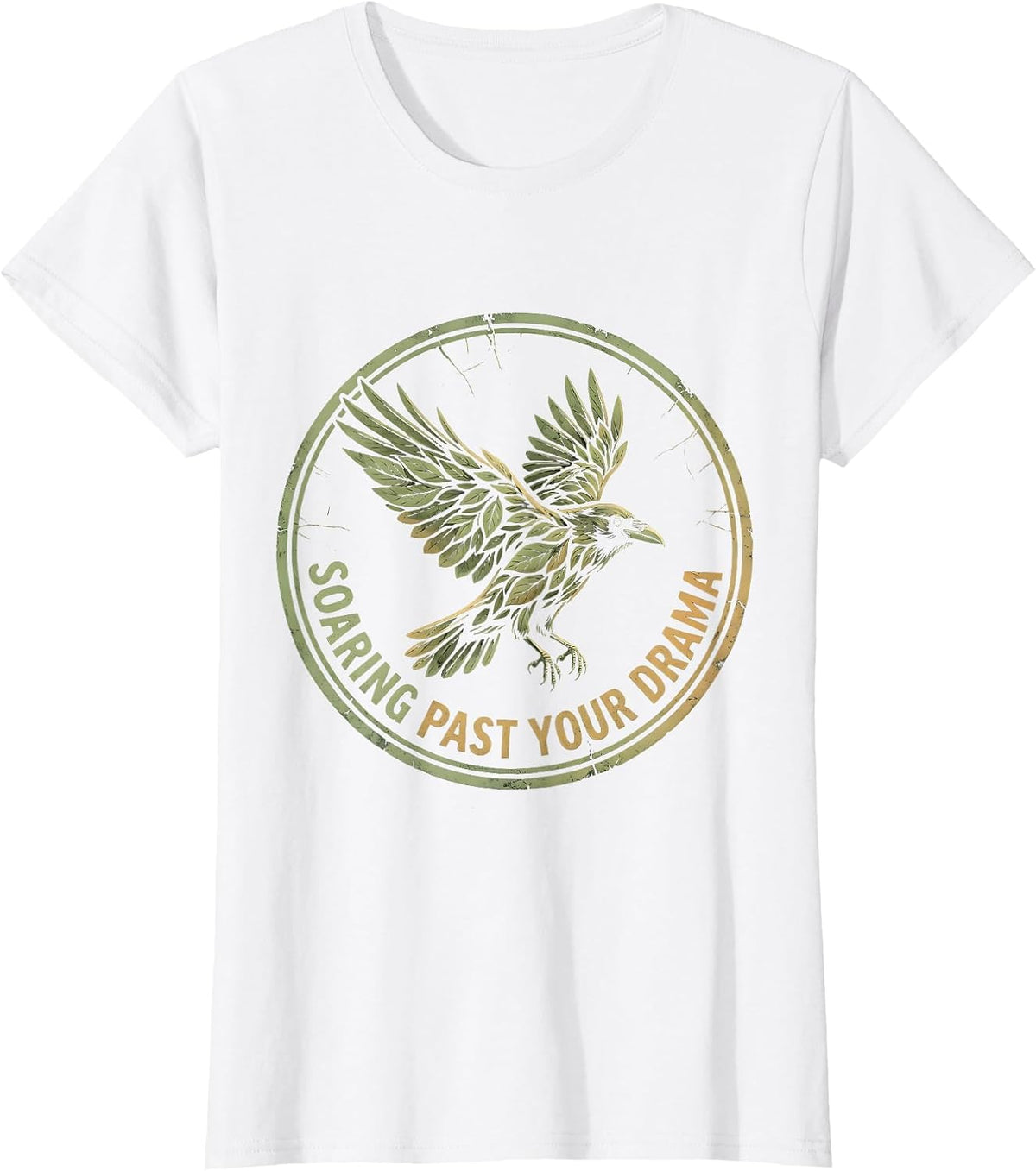 Soaring Past Your Drama Crow Graphic Design T-Shirt - White