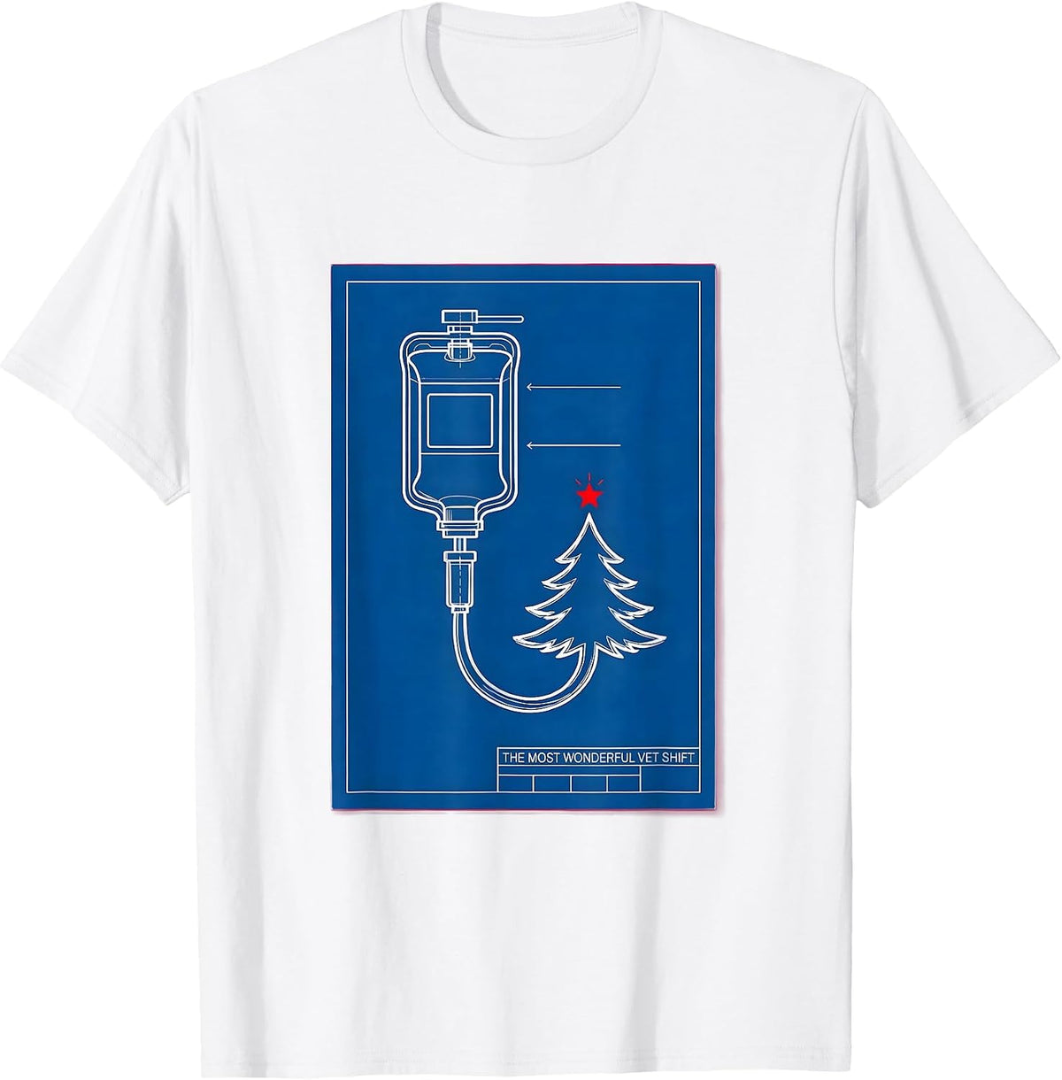 Men's The Most Wonderful Vet Shift Technical Blueprint Veterinary T-Shirt - White