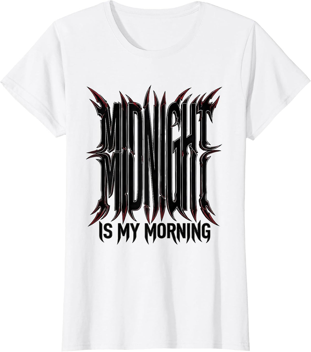 Women's Midnight Is My Morning Gothic Night Owl Design T-Shirt - White