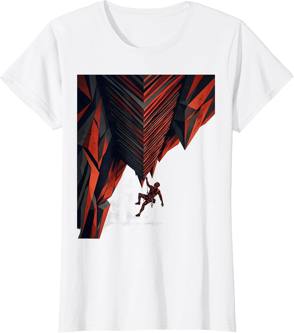 Women's Rock Climber Cliff Overhang Hanging Graphic T-Shirt - White
