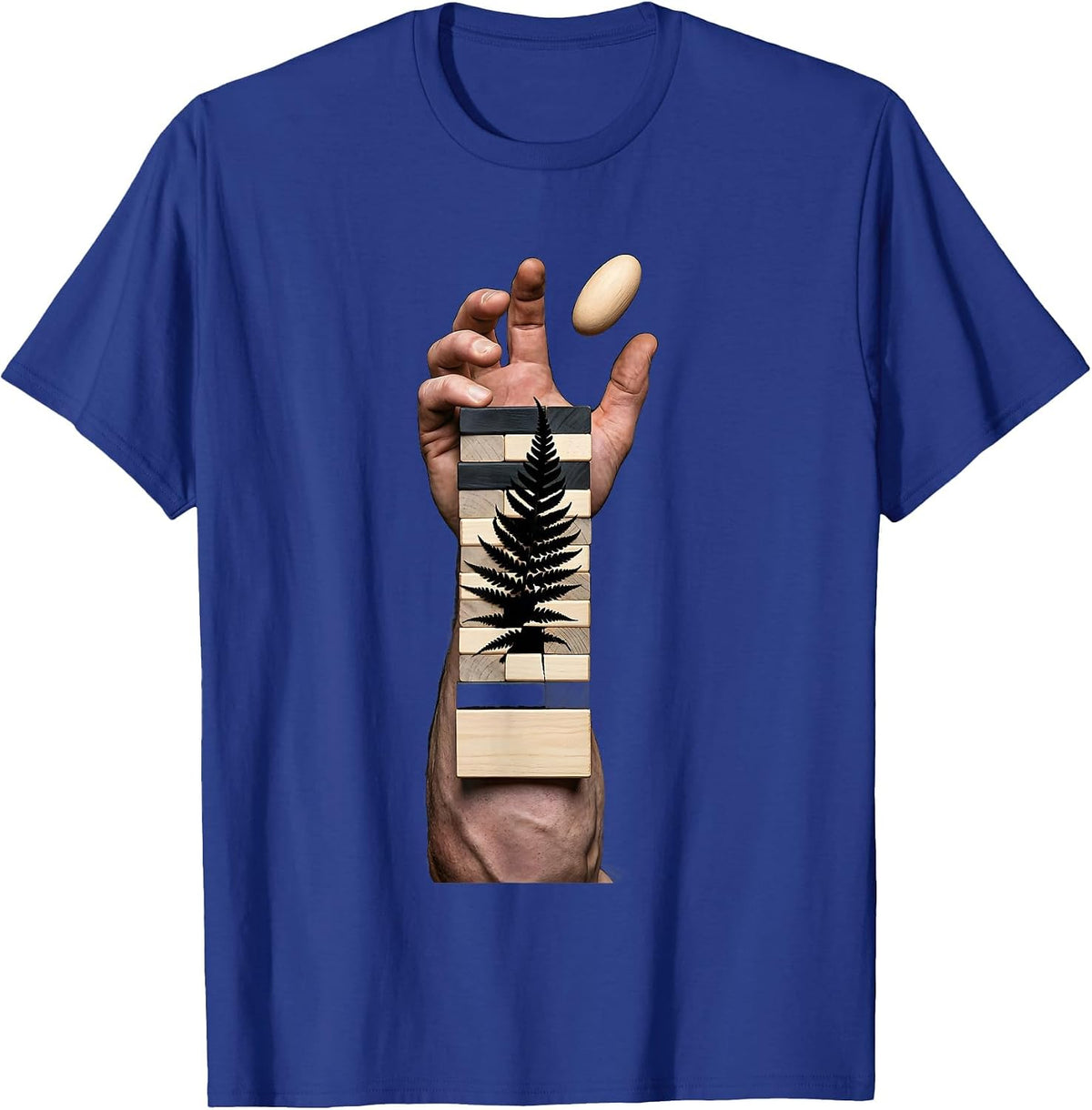 Men's Rugby Player Wood Block Kiwi Fan Gift T-Shirt - Royal Blue