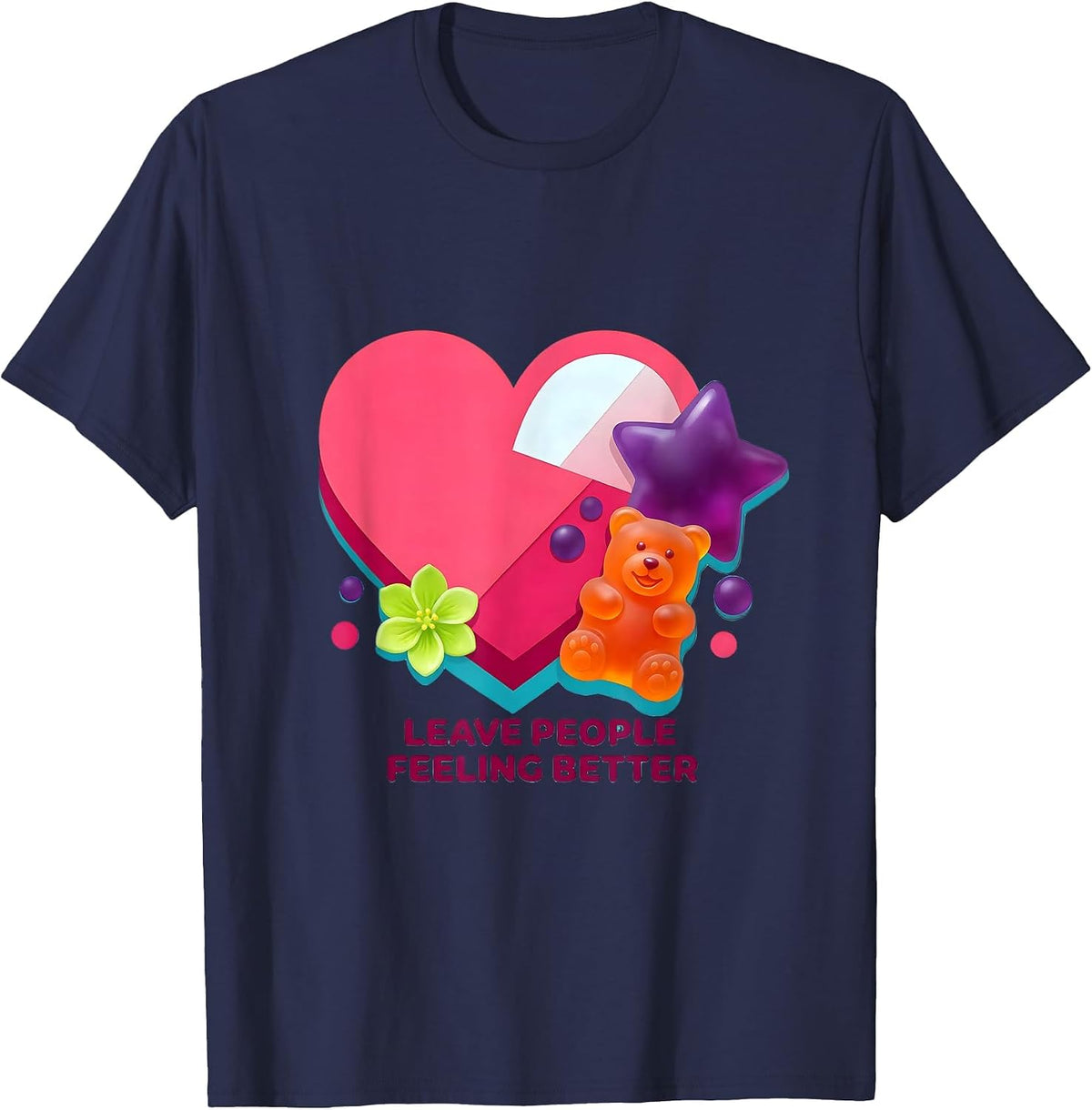 Men's Leave People Feeling Better Kindness Design T-Shirt - Navy Blue