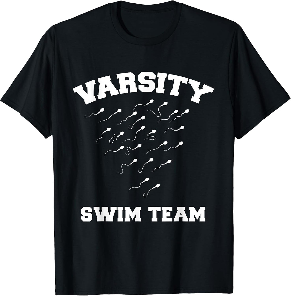 Varsity Swim Team Swimming Sperm T-Shirt - Black