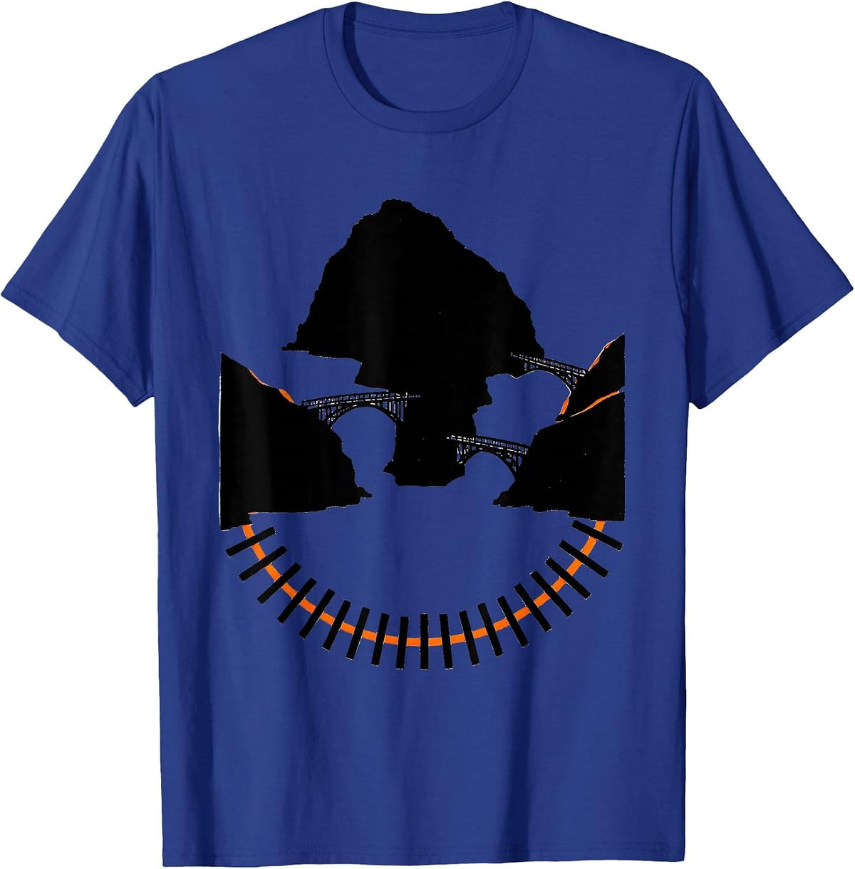 Men's Harbor Headland Stencil Vintage Beach Travel Nostalgia T-Shirt - Royal Blue