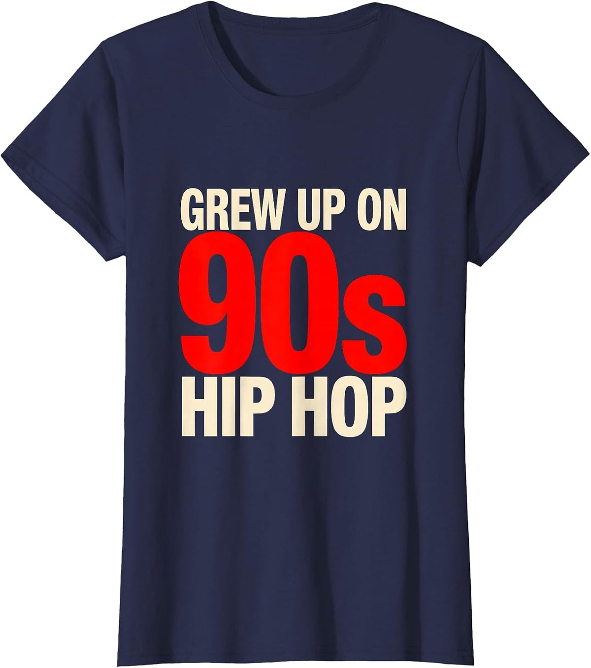 Women's Grew Up On 90s Hip Hop Nostalgic Retro Rap Era T-Shirt - Navy Blue